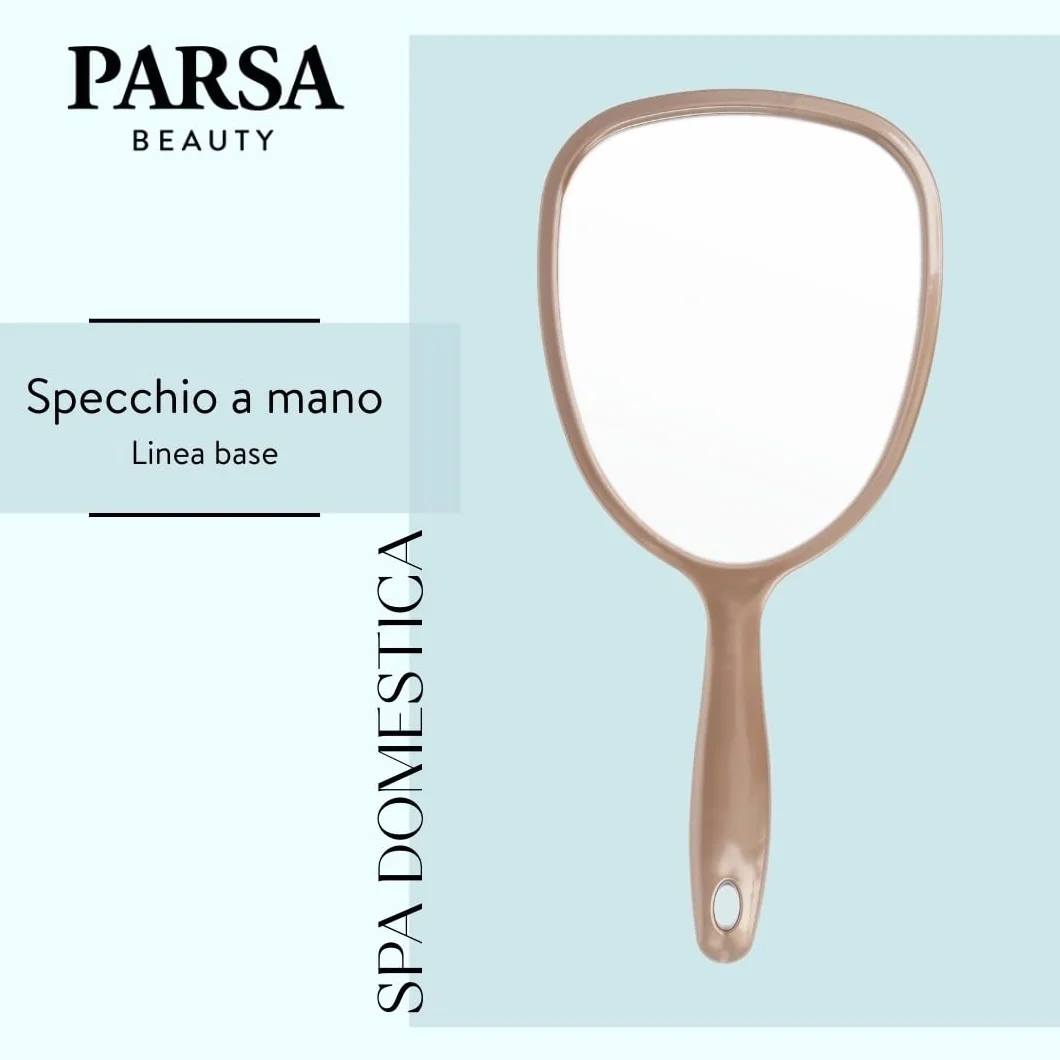 PARSA BEAUTY specchio ovale 14,5 x 11,5 cm Champagne ergonomico per capelli e cura del viso