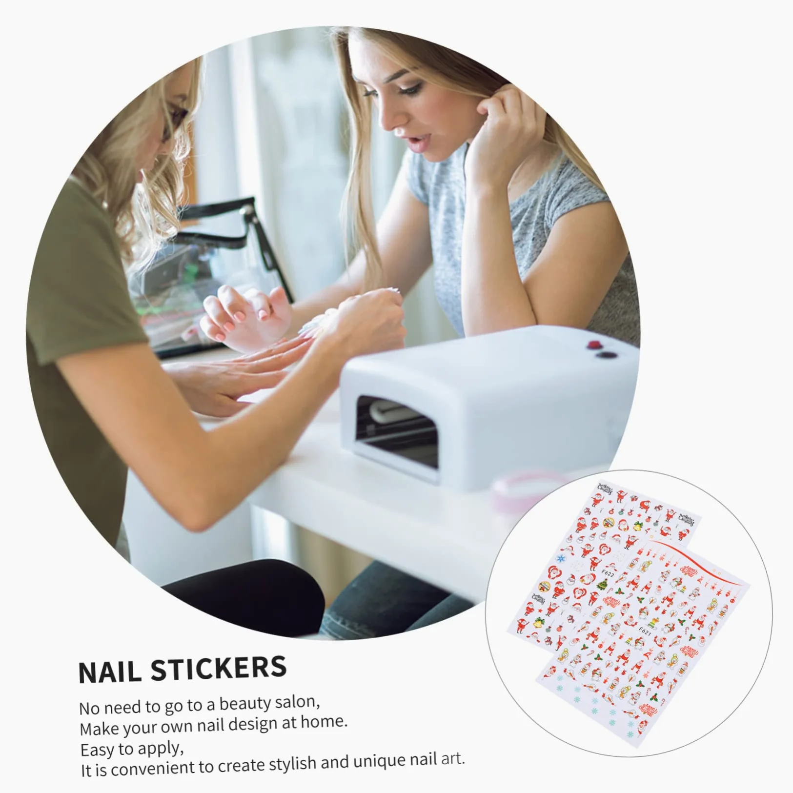 Healeved 18fogli Adesivi Natale Per Unghie Di Sticker Autoadesivi Per Decorazioni Con Tema Santa Claus Facili Da Applicare Design e Resistente Perfetti Per Nail Art Festiva