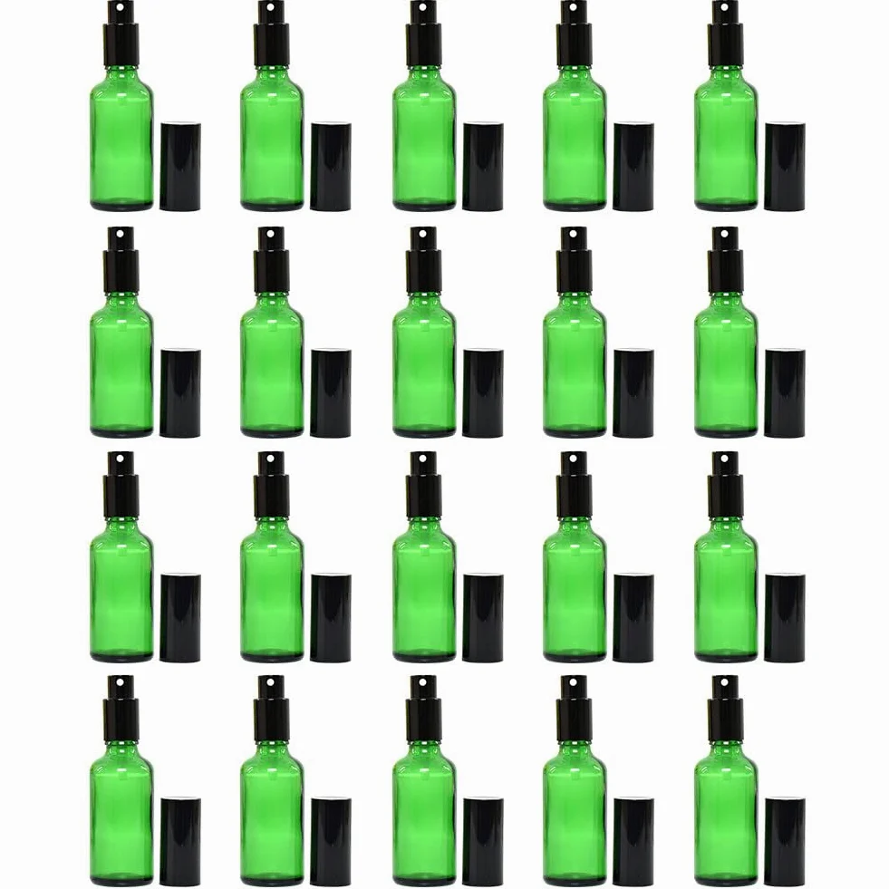 20 flaconi spray da 10 ml in vetro verde vuoto, kit viaggio flaconi per nebulizzazione fine nebulizzatore in vetro flacone vuoto riutilizzabile per oli essenziali, profumo, aromaterapia, farmacia