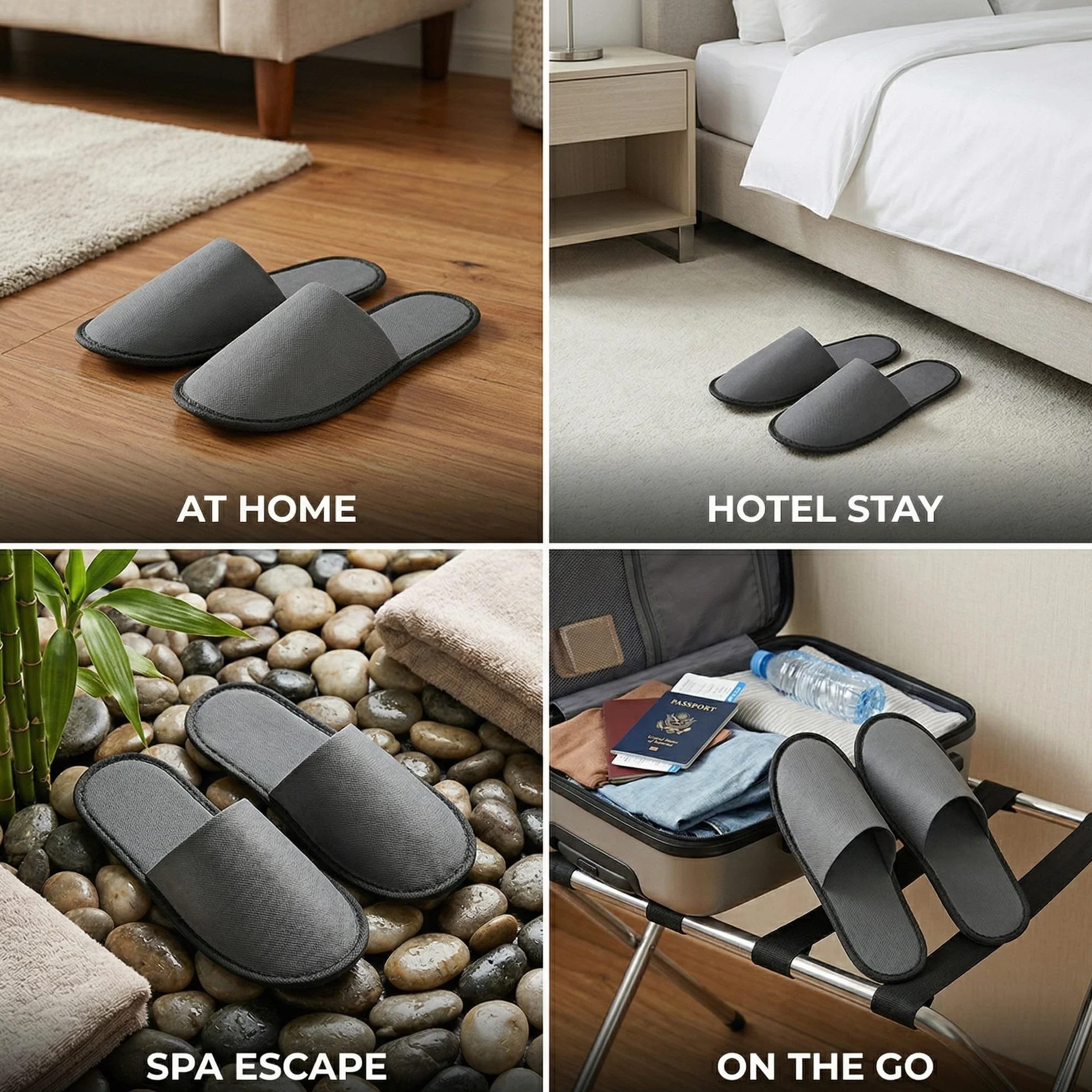 5 Paia Ciabatte Monouso,Ciabatte Ospiti lavabili,Tessuto non Tessuto da 5mm,Pantofole Portatili Unisex Antiscivolo per Hotel Spa Casa Viaggi(40-43 yard)