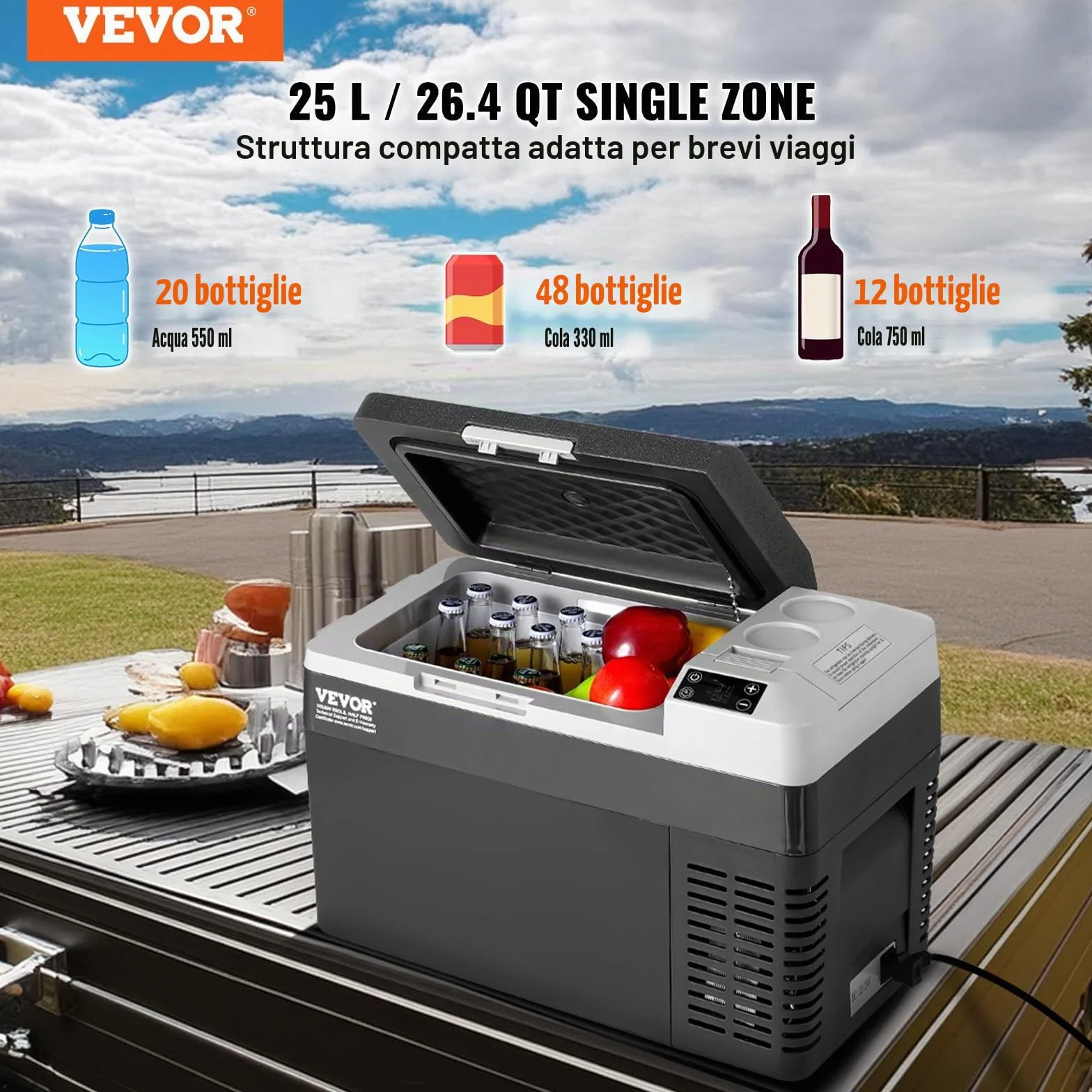 VEVOR Frigorifero Portatile 12V 25L Compressore Area Singola -20~20℃