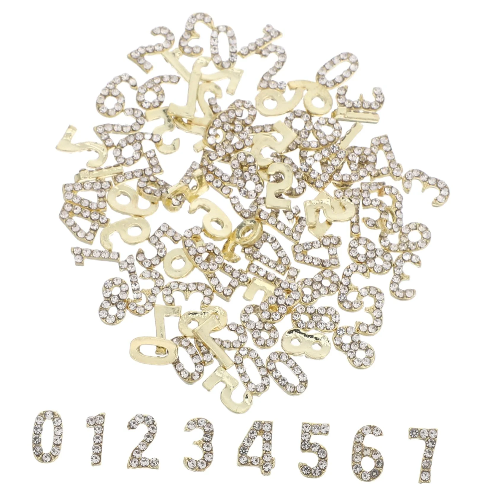 Decorazioni per Unghie Numero Flatback Oro 100 Pezzi Ferro | Design Unico e Delicato, Finitura Luminosa Duratura, Accessori Gioiello per Nail Art