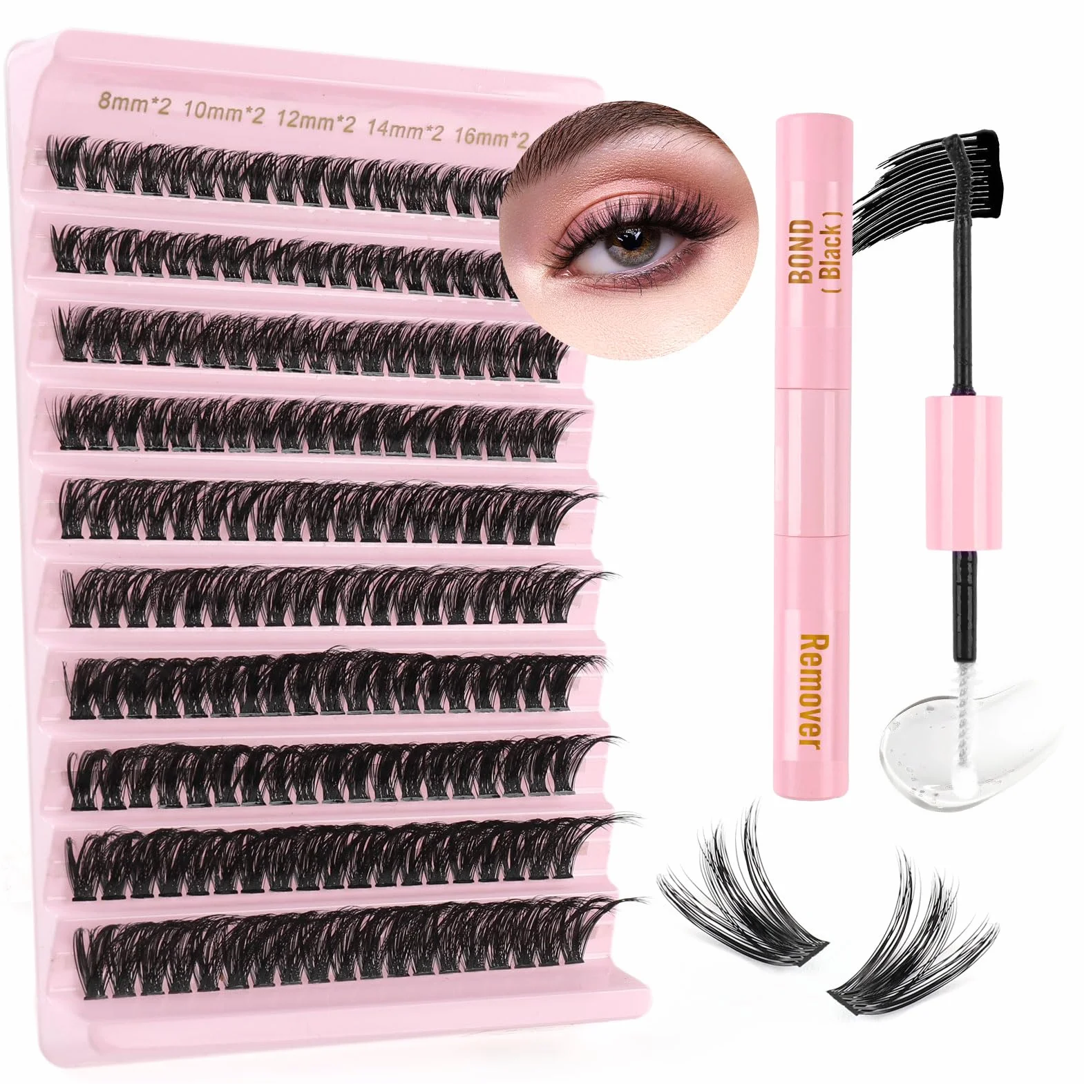 Sixstarhair 60D Volume Lash Clusters Kit 8-16mm DIY Eyelash Extension con Bond e Dispositivo di Rimozione