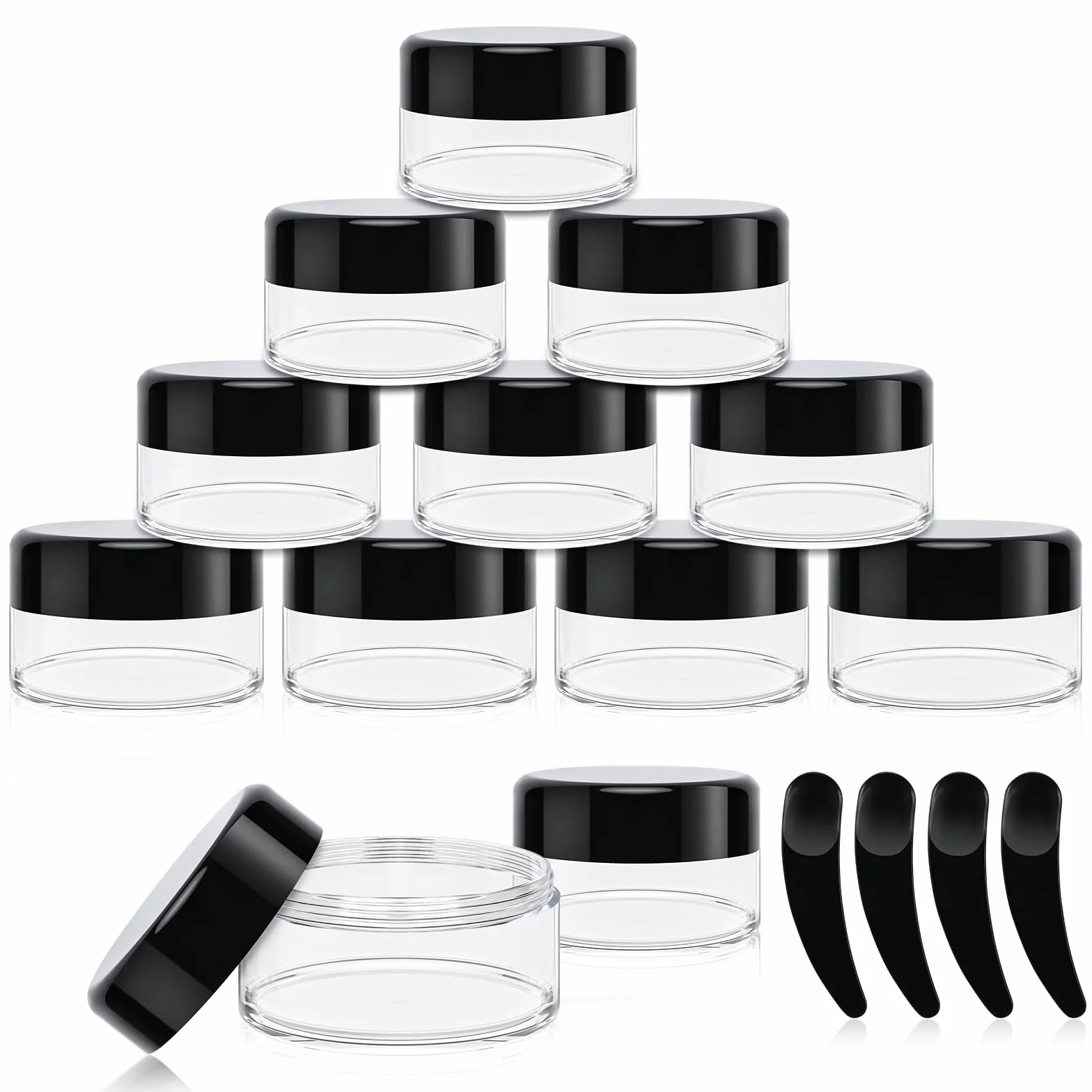 Zikenis 12 Pezzi Contenitori Cosmetici, 20ml Contenitori per Crema con Copertina e 4 Raschietto, Vuoti Trasparenti Vasetti Plastica Cosmetico per Crema, Lozione, Balsamo per Labbra, Cosmetici Homemade