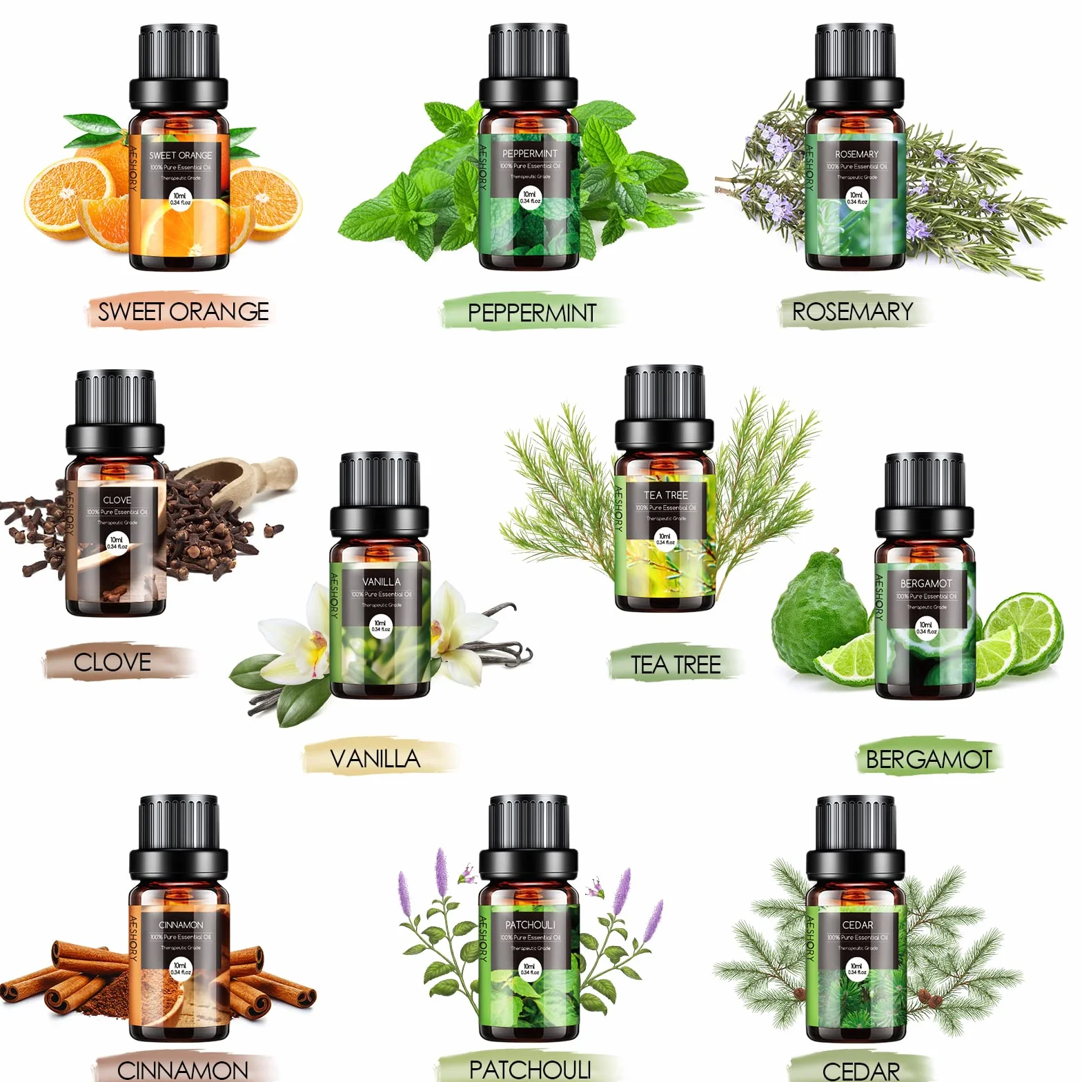 Set di Oli Essenziali 20 x 10ml, Olio Essenziale Puro e Naturale per Diffusori Umidificatore, Aromaterapia