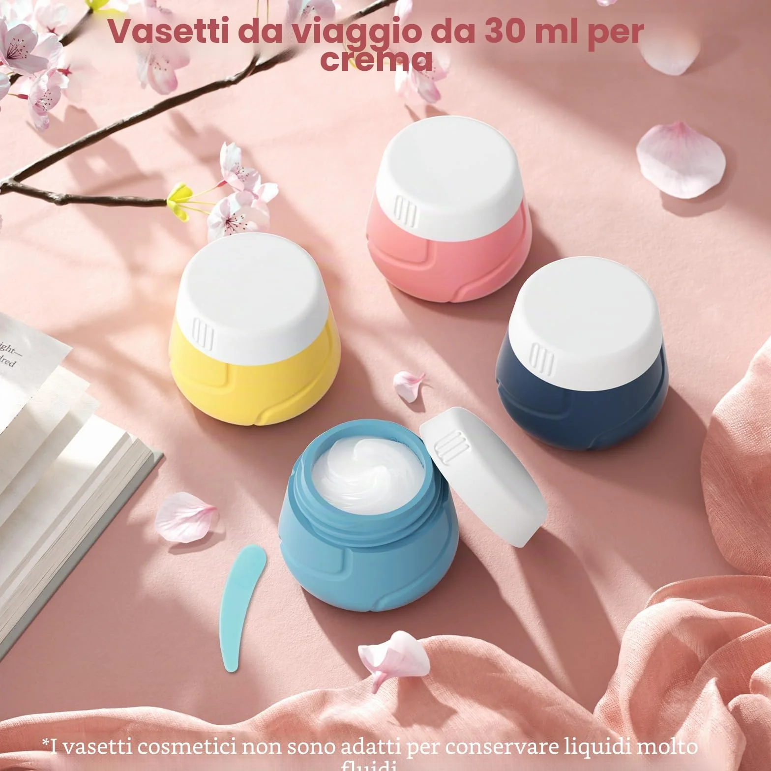 Alyvisun Set 14 Contenitori da Viaggio in Silicone, Flaconi 100 ml & Vasetti 30 ml, Kit Liquidi Antiperdita Ricaricabile per Shampoo, Lozione, Creme