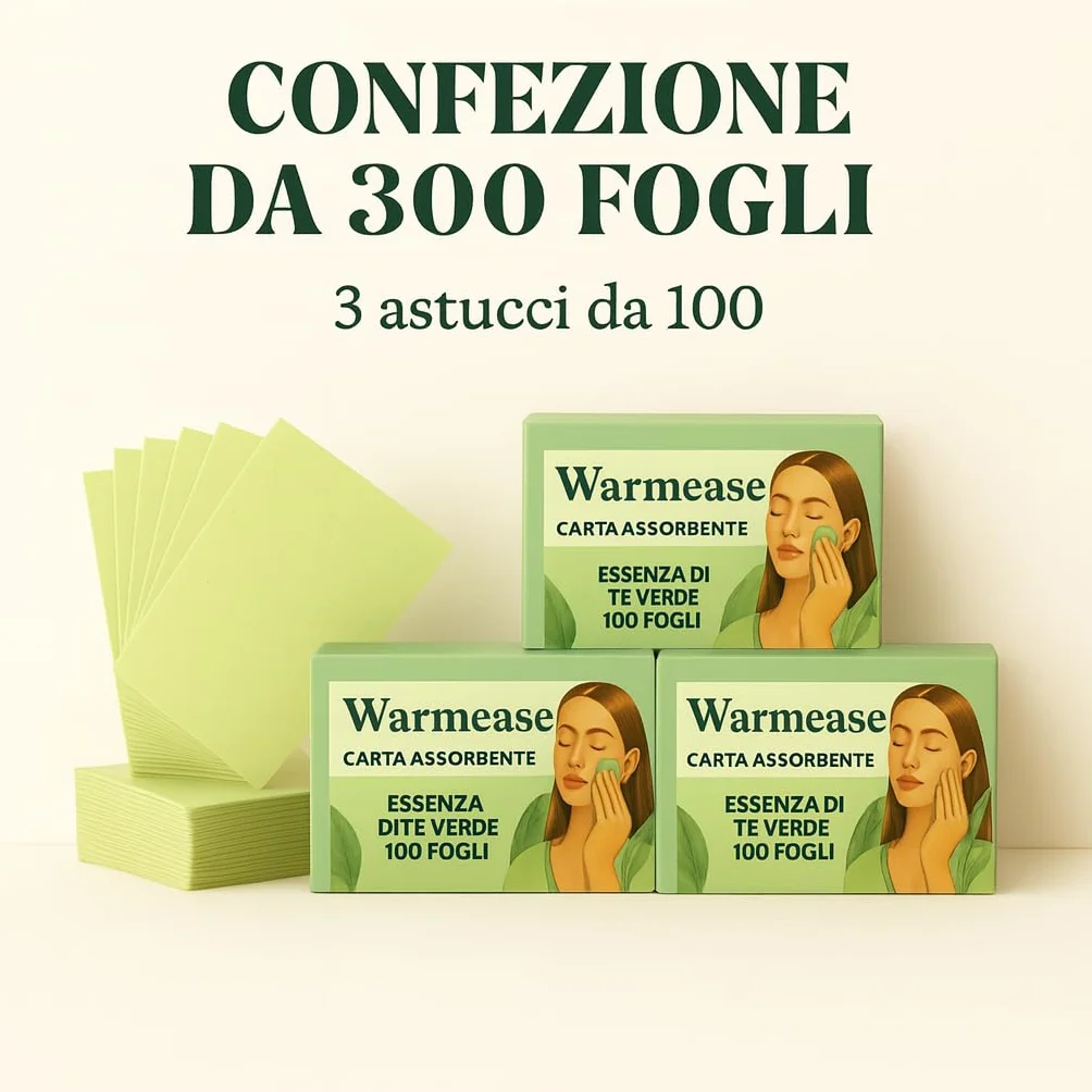 Fogli assorbenti al tè verde, 300 pezzi, anti-lucidità per pelli grasse