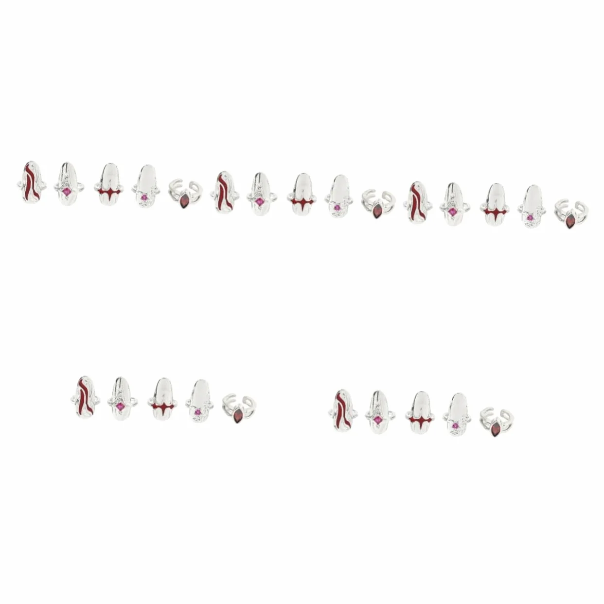5 Set Di Anelli Per Unghie Rossi, Gioielli Per Unghie, Anelli Per La Punta Delle Dita, Per La Punta Delle Dita, Gioielli Per ie, Per , Decorazioni Per