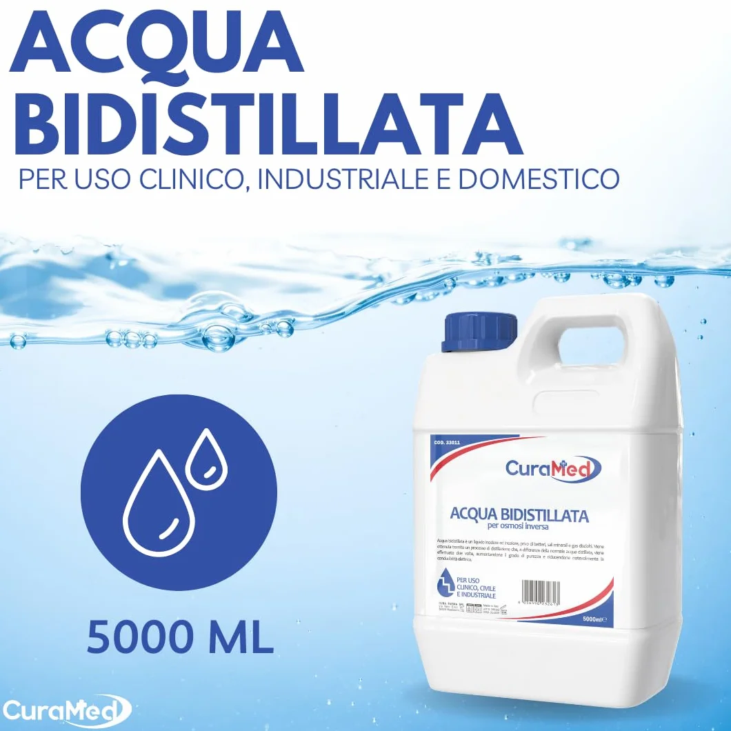 Cura Farma Acqua Bidistillata 5lt Tappo A Vite Sigillo di Sicurezza Originale