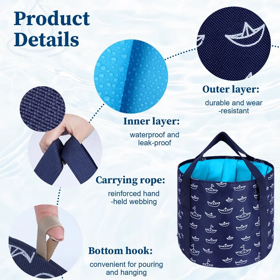 Flintronic Secchio Pieghevole per Piedi Ammollo 25 L, Bacino Portatile per Pediluvio, Secchio Pediluvio da Viaggio in Tessuto Oxford Impermeabile, per Viaggi, Pesca, Lavaggio Auto, Pediluvio