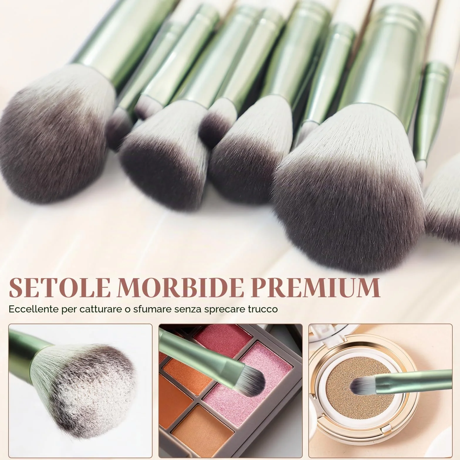 HEYMKGO Pennelli Make Up 12PCS Set di pennelli professionali per il trucco Premium sintetici per fondotinta polvere fard labbra ombretto sopracciglia kit di pennelli per il trucco con borsa da viaggio
