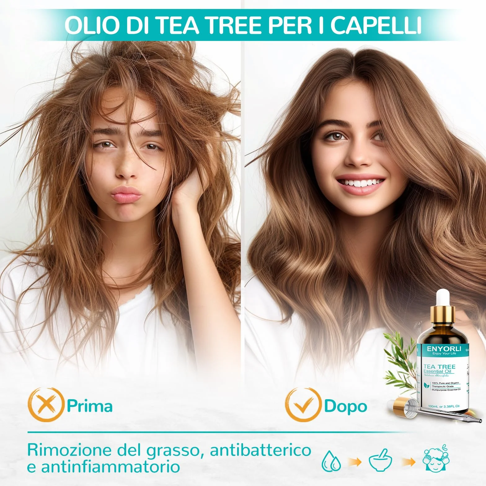 Tea Tree Olio Essenziale 100mL Naturale per Pelle Viso Capelli Unghie Aromaterapia