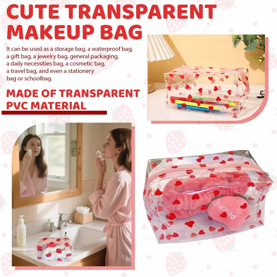 2 Pezzi Beauty Case Trasparente, Beauty Case da Viaggio Borse da Toilette Sacche Trasparenti da Aereo Trousse Trucchi con Cerniera Kit Viaggio Makeup Bag per Cosmetici Donna Uomo