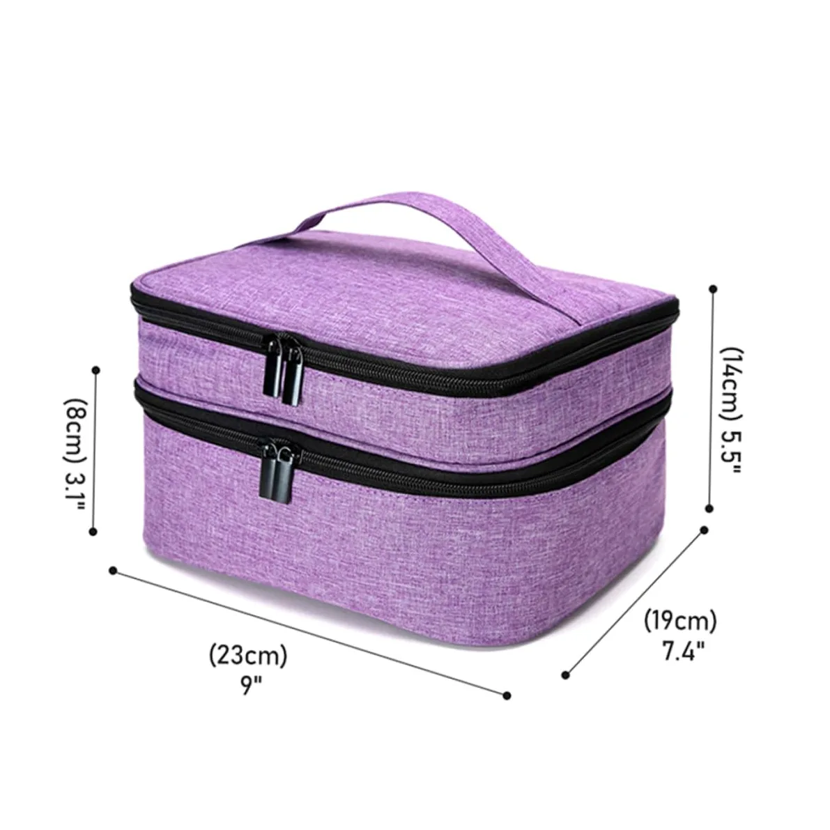 Generico Borsa Porta Smalti e Oli Essenziali con Manico Organizer Doppio Strato e Resistente Custodia da Viaggio Protettiva con Scomparti per Smalti e Cosmetici