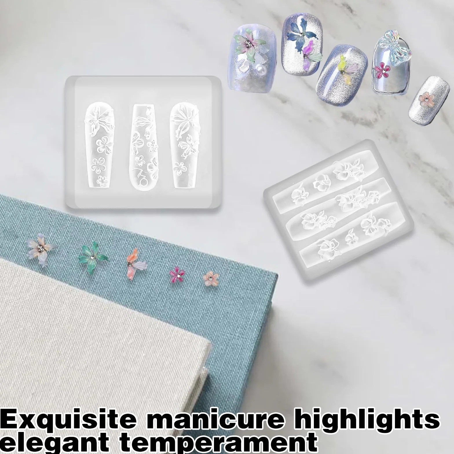 2 pezzi stampi in silicone per nail art a forma di fiore, simpatici stampi in silicone per nail art, strumenti per ciondoli, squisiti modelli di decorazioni per le donne, creazione di stampi per