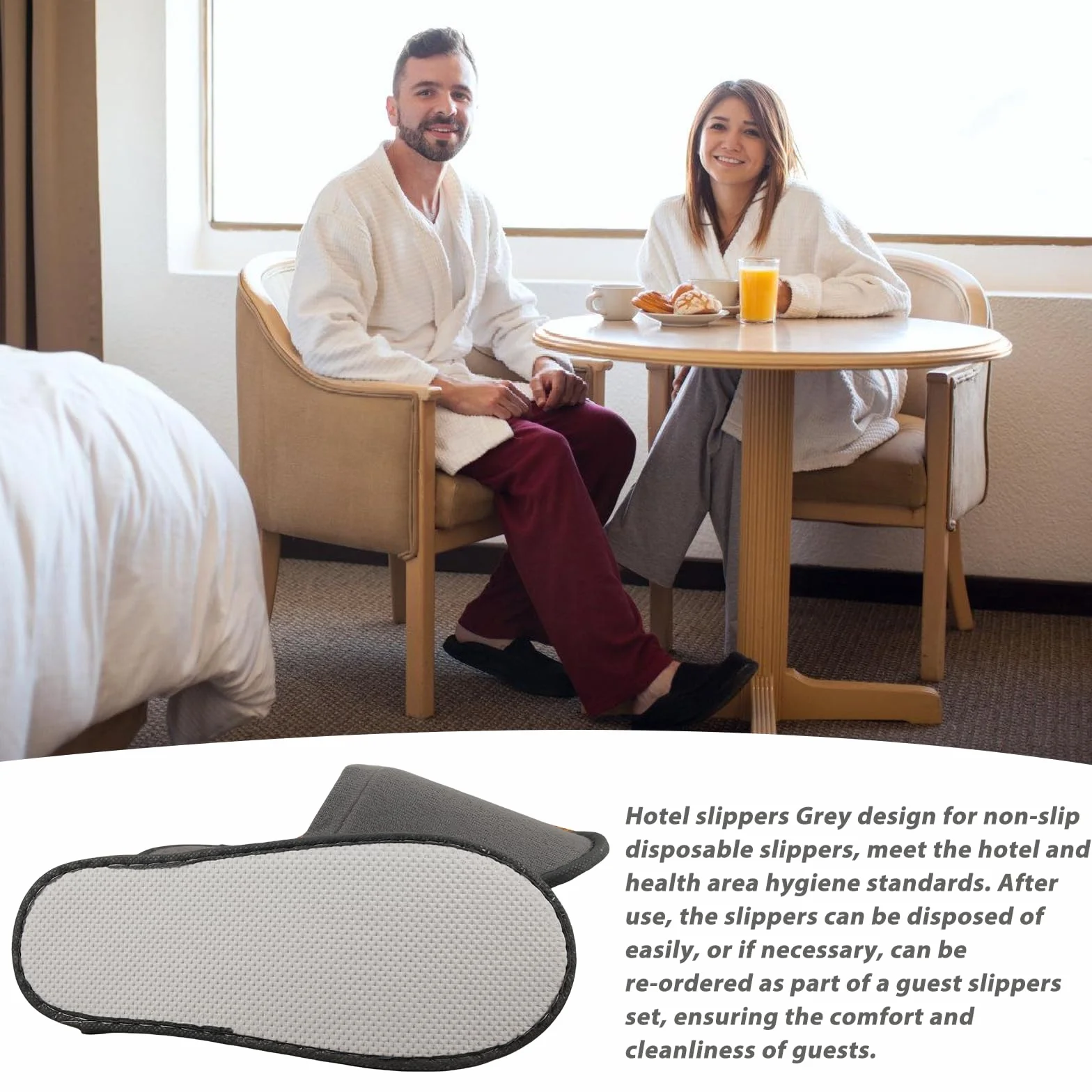 Pantofola antiscivolo per hotel grigio 38/40 EU set unisex in spugna