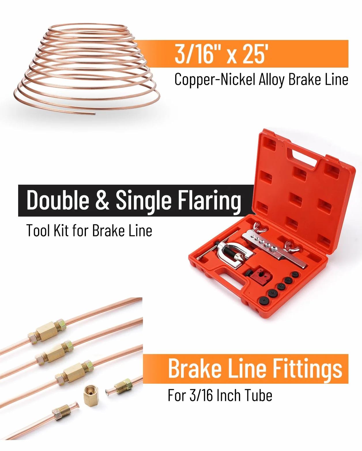 Kit di Torcitura per Tubo di Freno 7.6m Ø 4.75 mm Rame-Nickel Piegatubi