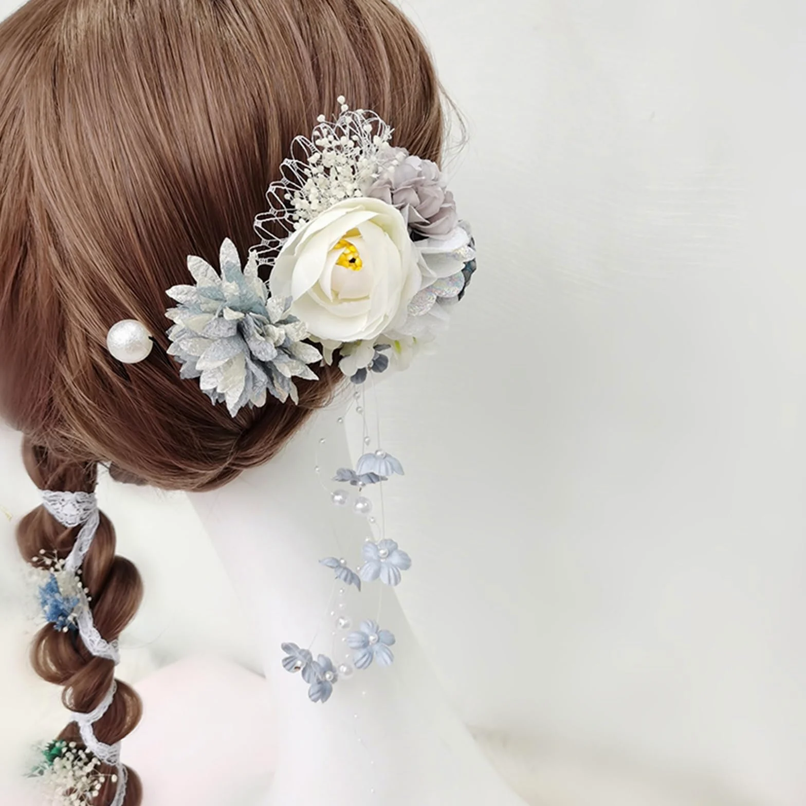 Tessuto etnico Fiore Accessori for capelli Clip Nappa Abbigliamento Forcina Copricapo Barrette(Purple)