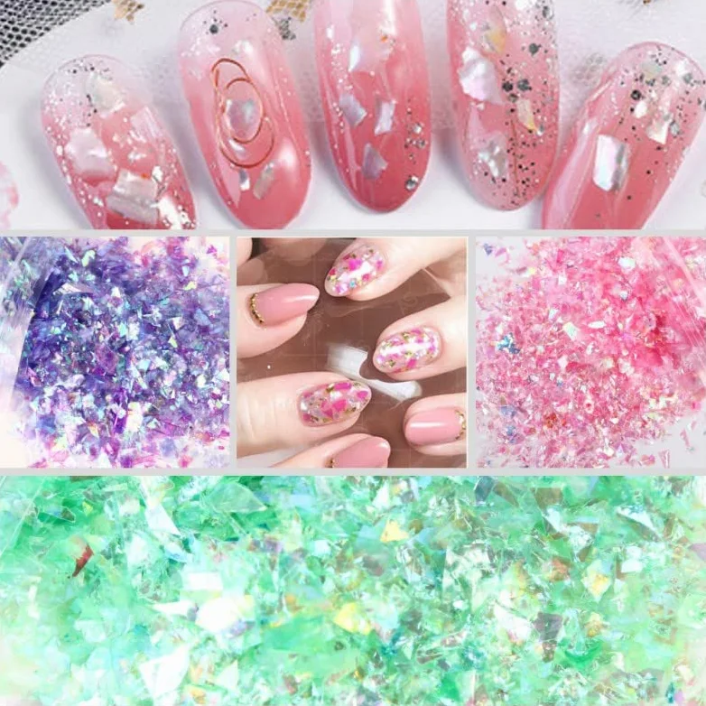 500g Conchiglia Mista Olografica Carta Chunky Nail Glitter Paillettes Fiocchi Scintillanti Fette Manicure Corpo Occhio Viso Glitter-Cina,azzurro,500g