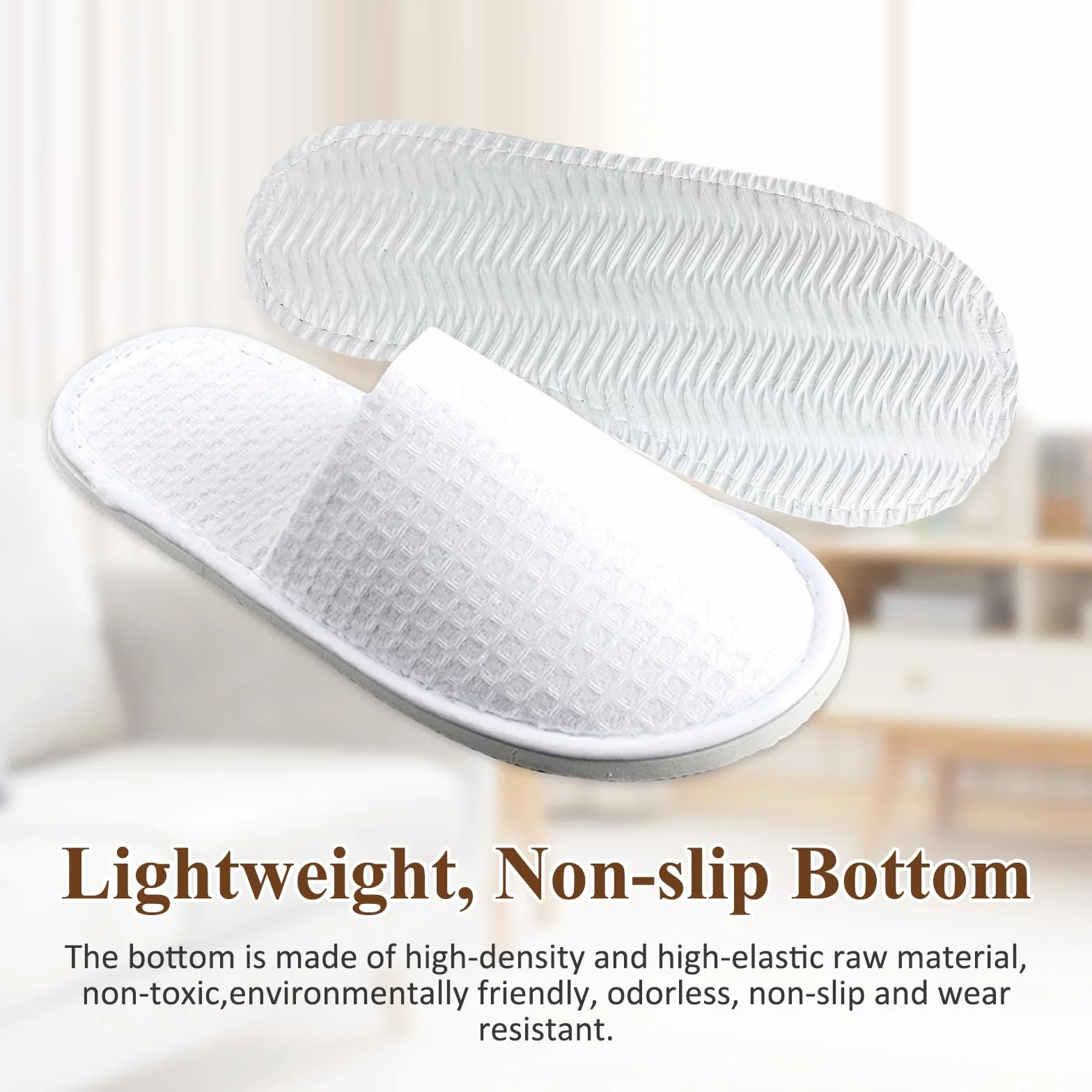 5 Pairs of Hotel Slippers, Disposable Deluxe Closed Toe Spa lippers, Hotel Slippers Women, White House Shoes Washable and Foldable Winter slippers for Spa, Party Guest and Travel