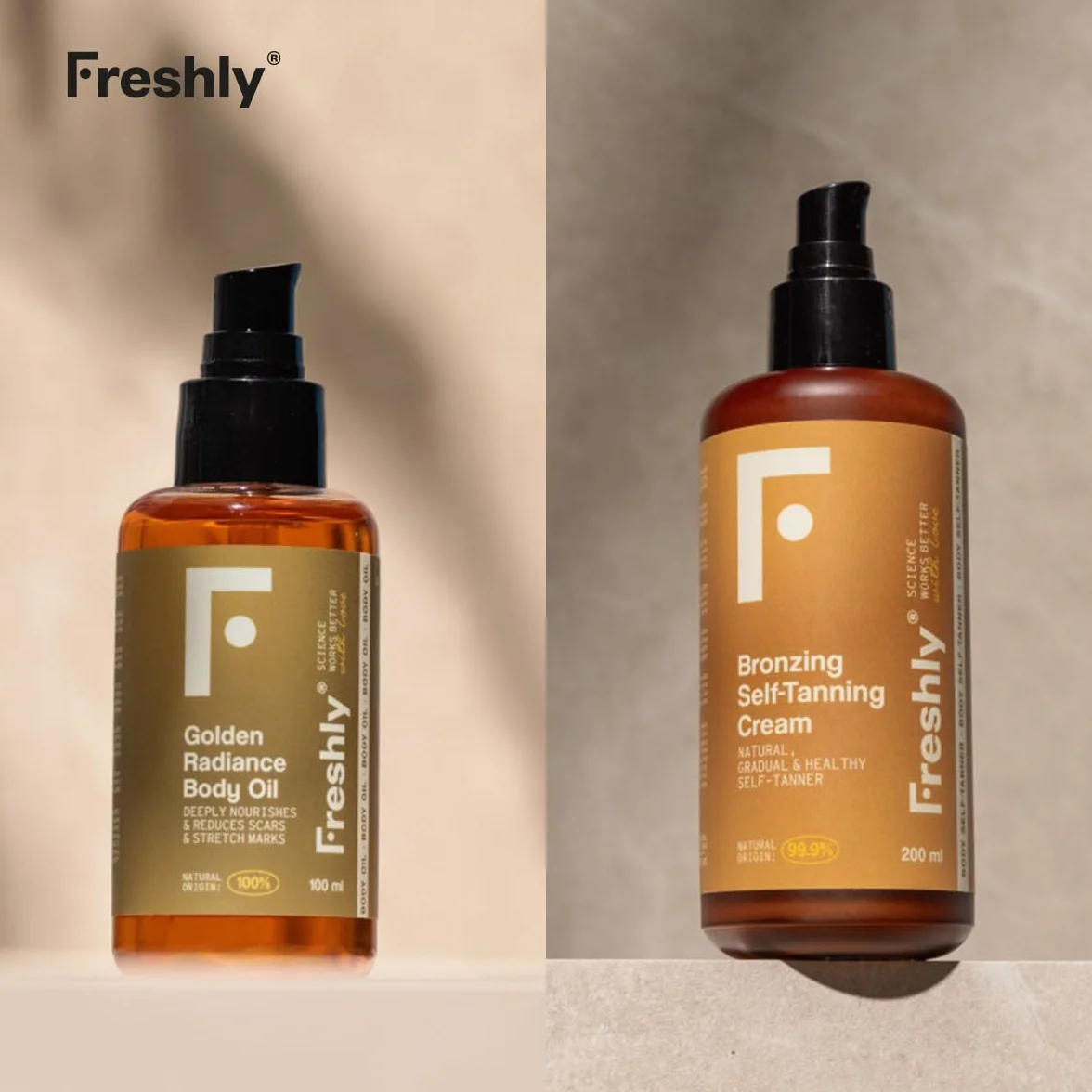 Freshly Cosmetics Golden Bronze Body Pack Autoabbronzante Olio Nutriente Crema 100ml 200ml