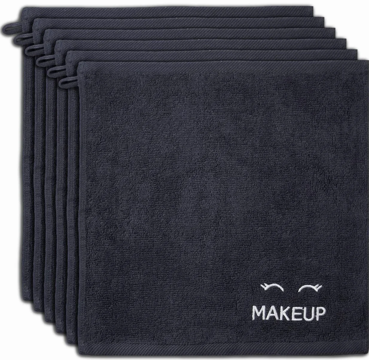 Bleach Safe Black Makeup Towels | Luxury Ultra Soft Cotton Face Washcloths Make up Removal 33 x 33 cm | 6 Pack