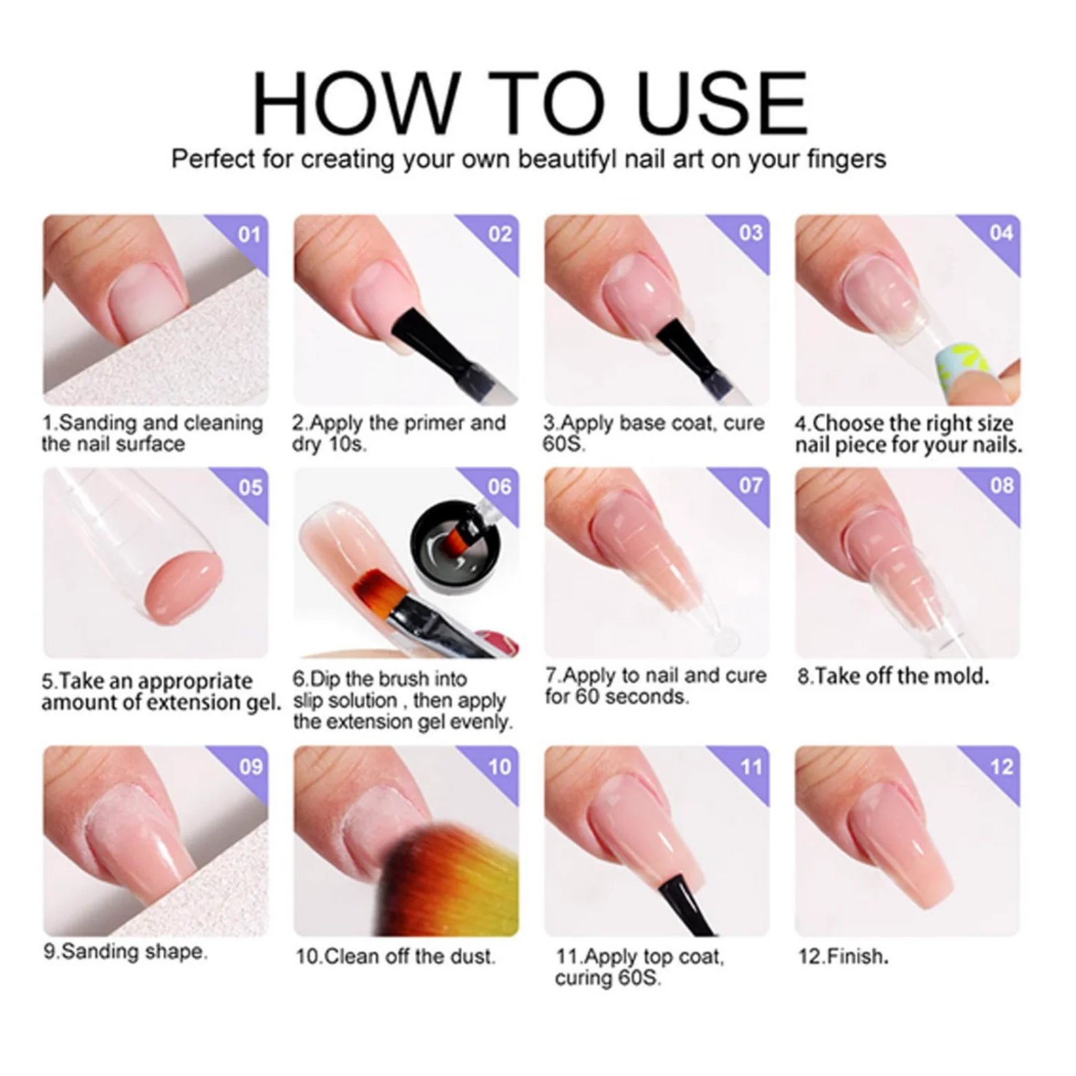 Kit Per Ricostruzione Unghie Strumento Manicure Texture Liscia Con Lampada | Gel di Finitura Professionale per Unghie Ideale per Viaggi Casa Ufficio Scuola Fidanzata Moglie