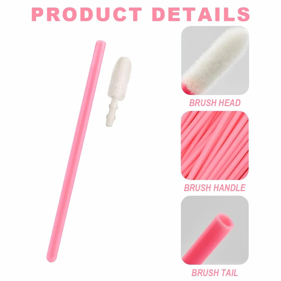 100 Pezzi Pennello Labbra Monouso, Pennello Trucco Rossetto, Pennello Sopracciglia Kit Attrezzi di Bellezza (rosa)