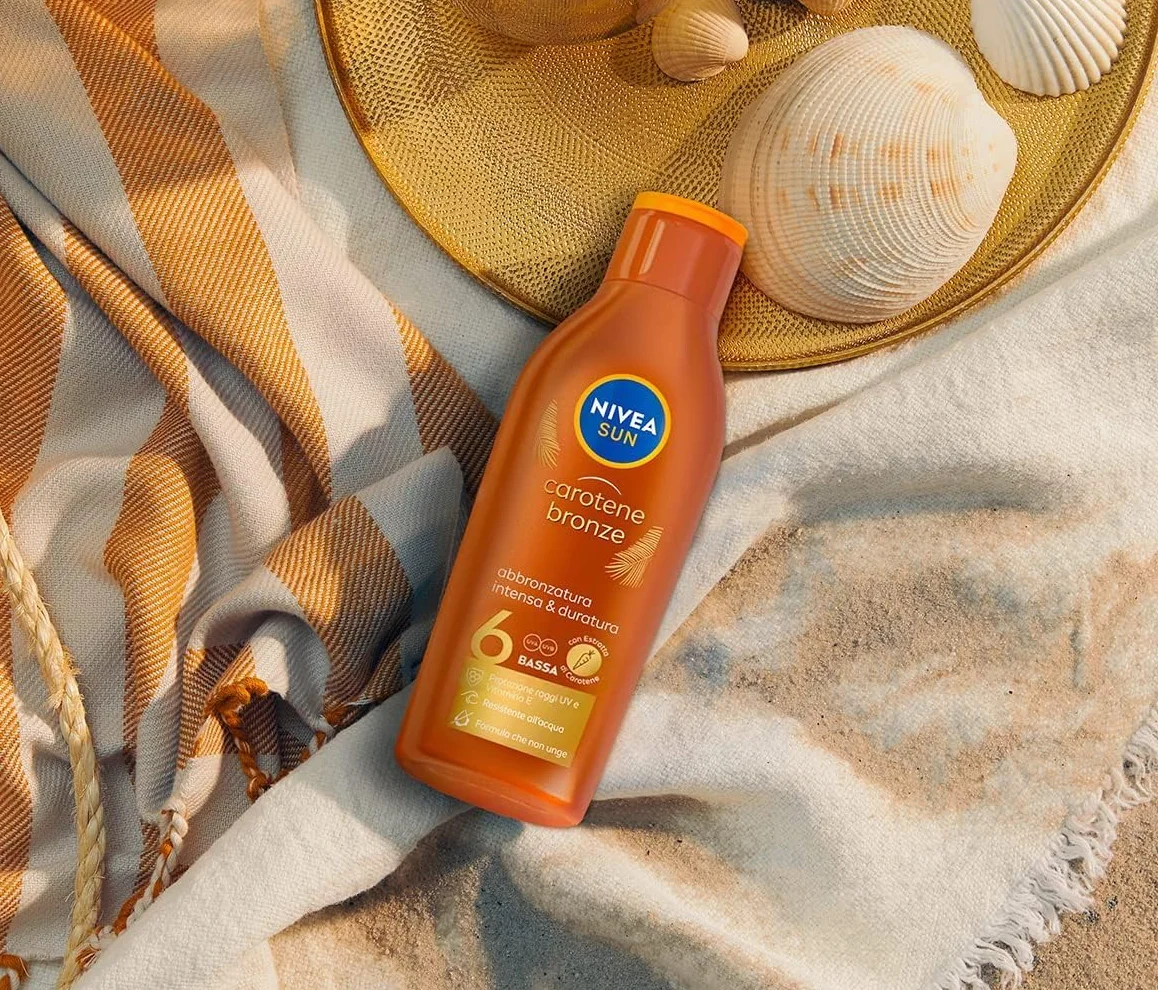 NIVEA SUN Latte Solare Carotene Bronze FP 6 200 ml Crema solare abbronzante con protezione