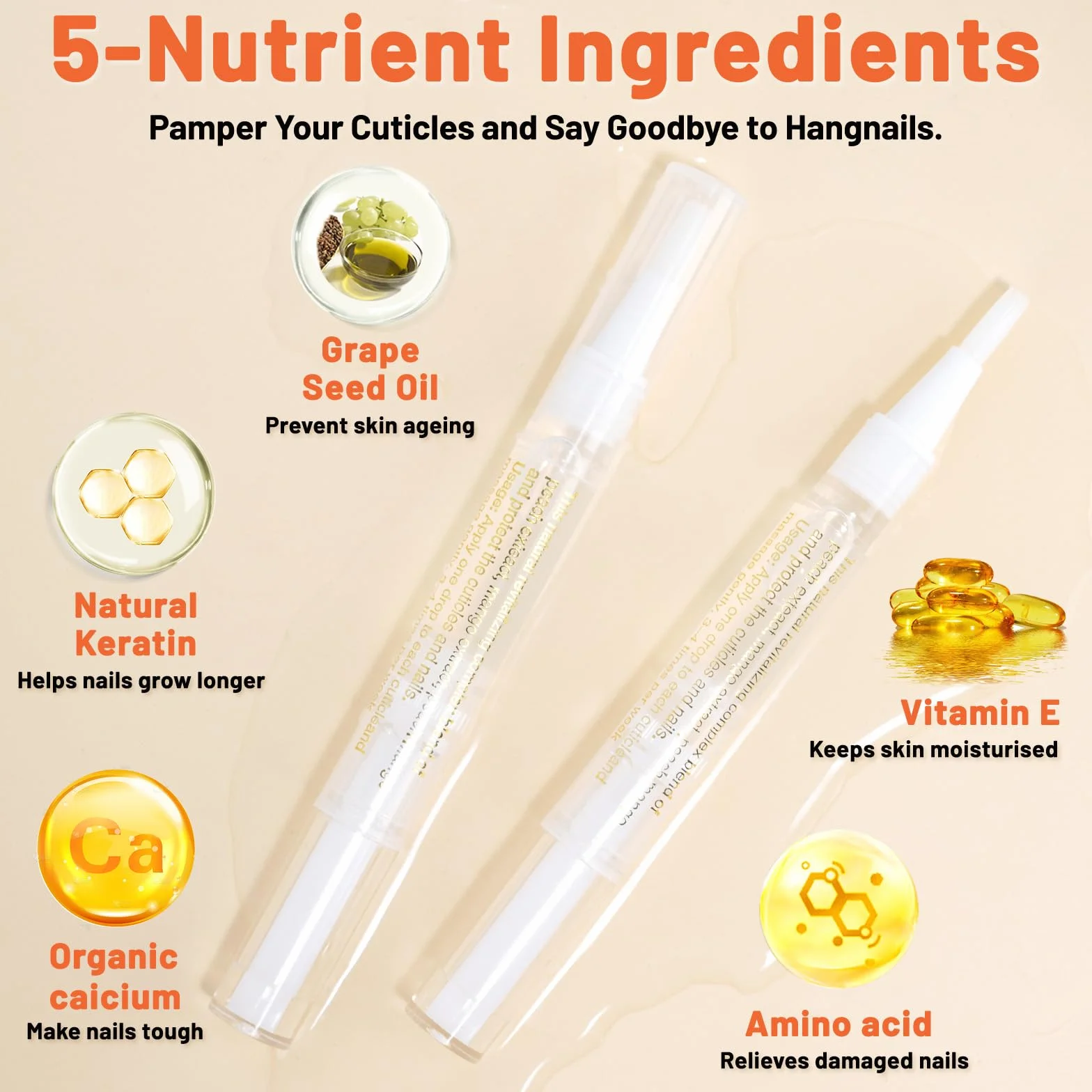 2 PZ Penne a olio per cuticole per la cura delle unghie, Penna a olio rivitalizzante per cuticole con spazzola morbida, Olio per cuticole per prevenire la rottura e la secchezza delle unghie