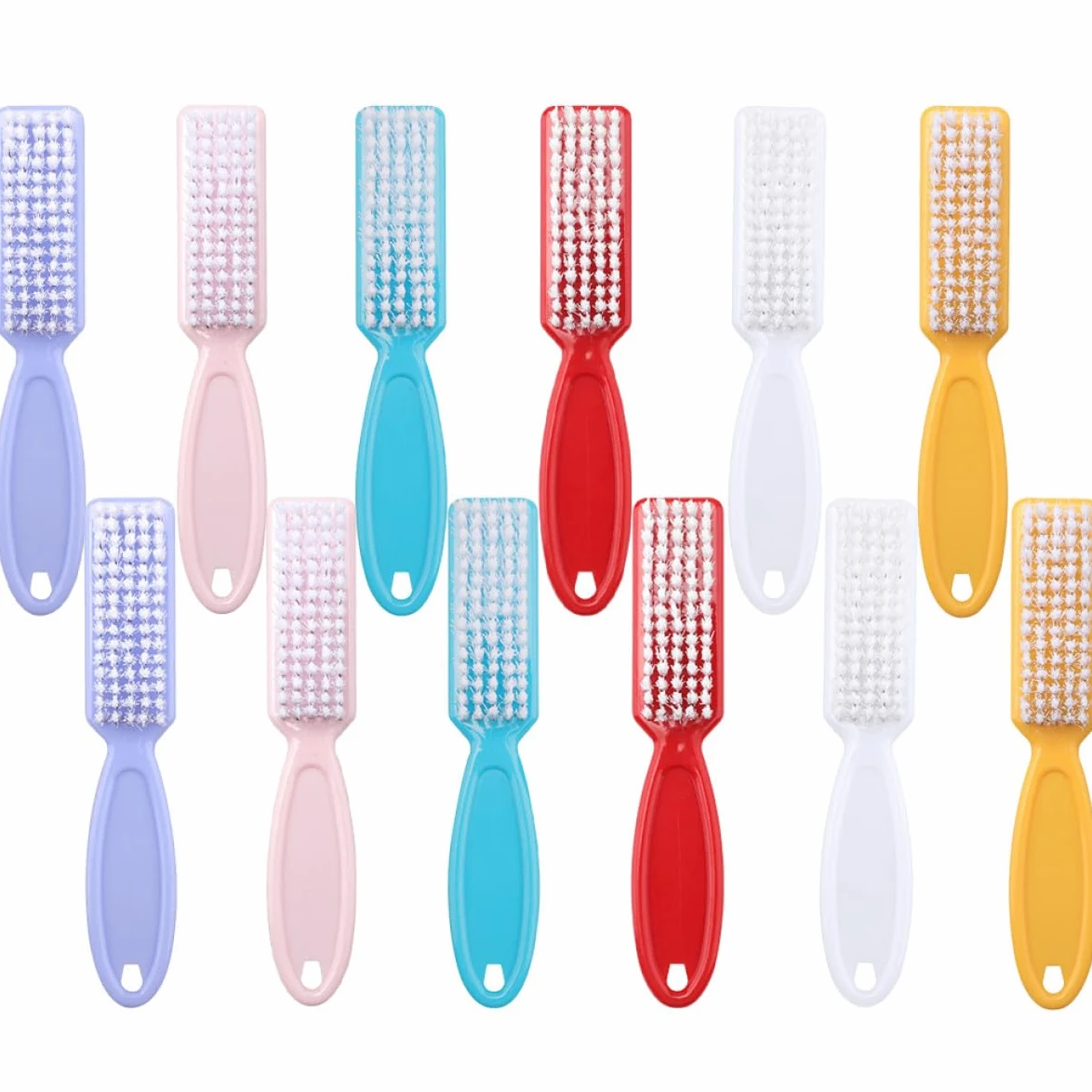 SOLUSTRE Spazzola la Pulizia delle Unghie 24 Pezzi Manico Ergonomico, Setole Flessibili per Manicure Precisa, Spazzolino Piccolo Multifunzionale per Uso Quotidiano e Colore Colore Casuale