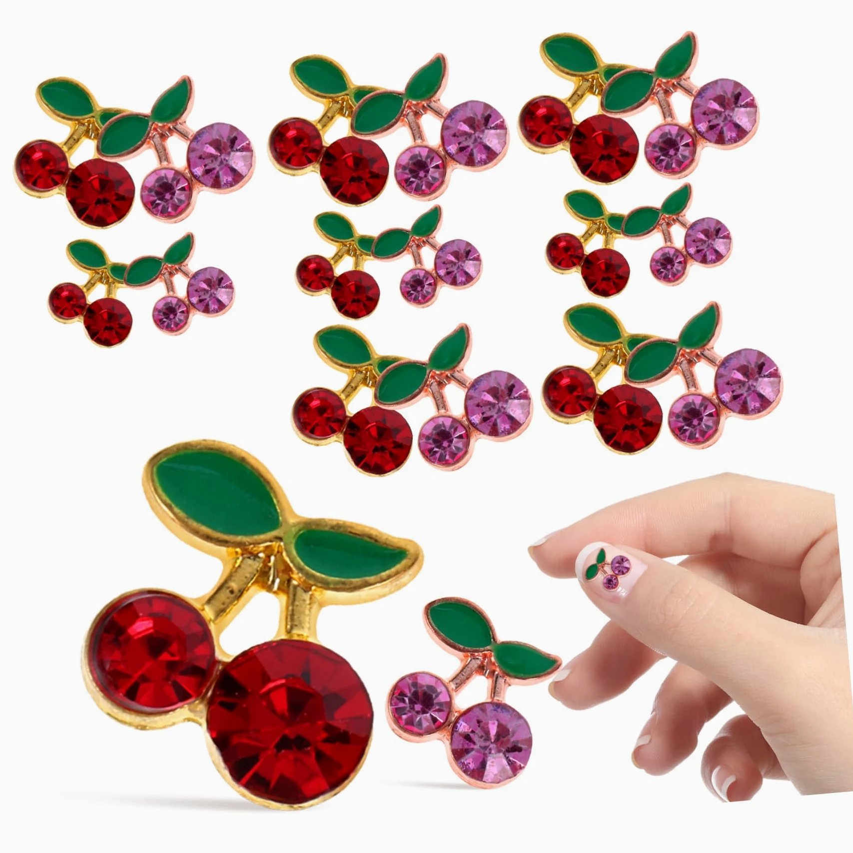 SHERCHPRY 5 Set Ciondoli Per Unghie Decorazioni Per Nail Art Con Ciliegie Per Manicure E Te Per Unghie Con E Pezzi*5