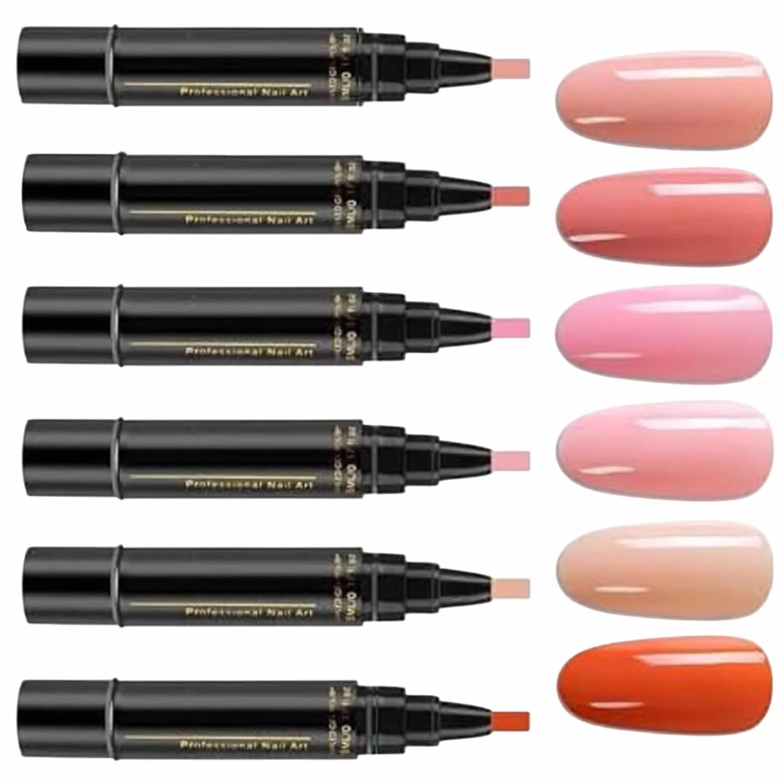 Penne per smalto per unghie | Penna per chiodos gel a 6 colori ad asciugatura rapida | Nessun UV gel Varnish Art Pen Strumento | Accessori pittura polacco 3 in 1 chiodi per il salone per la casa