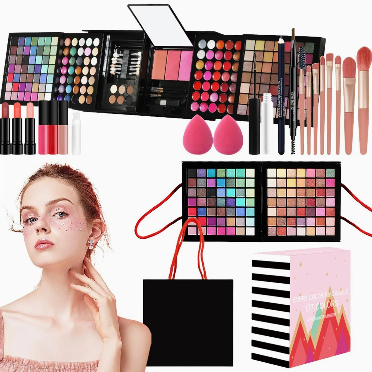 Kit di trucco da donna, kit di trucco completo per donne, kit tutto in 1 | set di cosmetici Full Start per principianti e professionisti, include cosmetici e prodotti