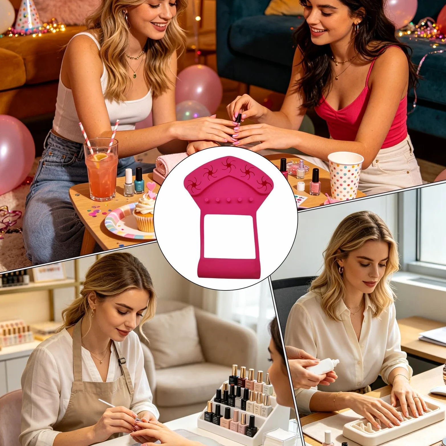 Tappetino in silicone per le unghie Cuscinetto antiscivolo da manicure | Portadita da Lucidatura Unghie per Donne, Trucco, Pratica, Pittura, Salone, Festa, Laboratorio