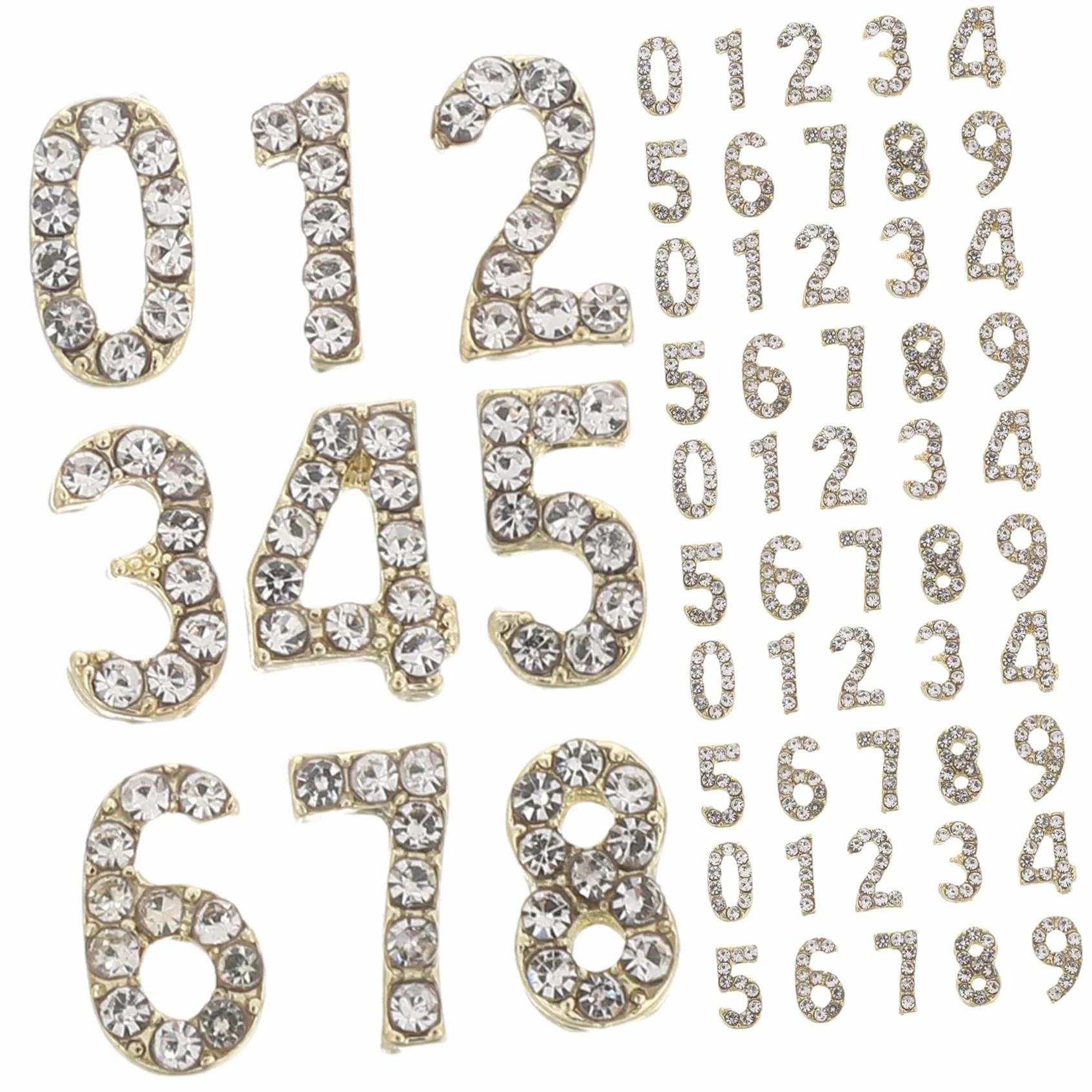 Charms per Unghie Numeri Cristalli Oro Flatback 100 Pezzi | Ferro, Shine Duraturo e Facile Applicazione, Decorazione per Saloni e Matrimoni, Gioielli Unghie per Bambine