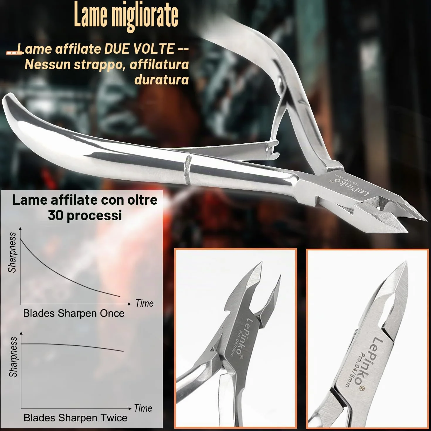 Tronchesino per cuticole in acciaio inox, confezione da 4, per manicure e pedicure