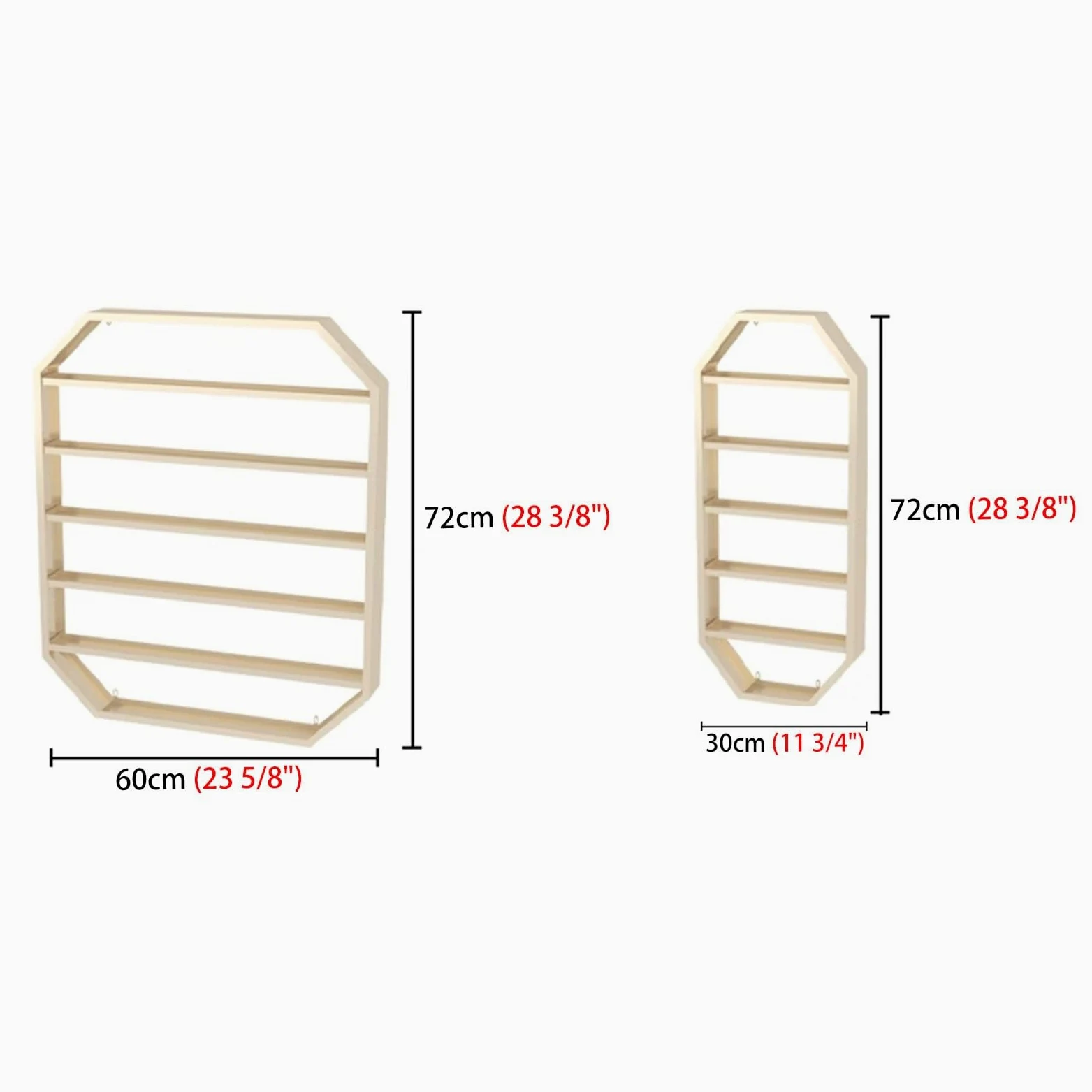 Confezione da 5 Porta smalti da Parete, Grande Set di contenitori per smalti, Organizer per Oli Essenziali, vetrine per saloni di Bellezza, Centri Benessere (Oro)