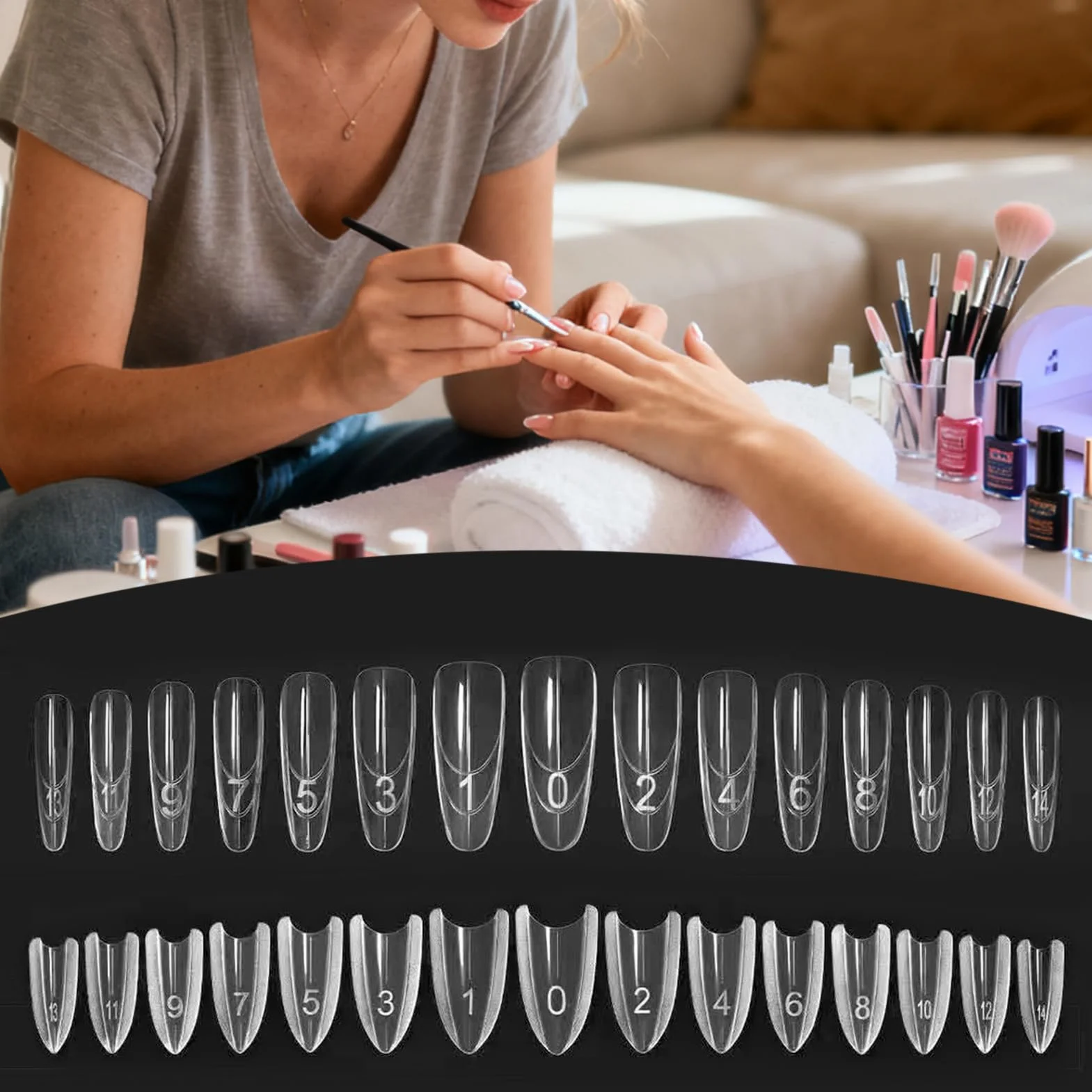 Modulo per punte unghie in gel 240Pc | Forme unghies duali sandwich | Forma unghie gel costruttore | Stampis stile francese forme estensione unghies artistiche per un design manicure