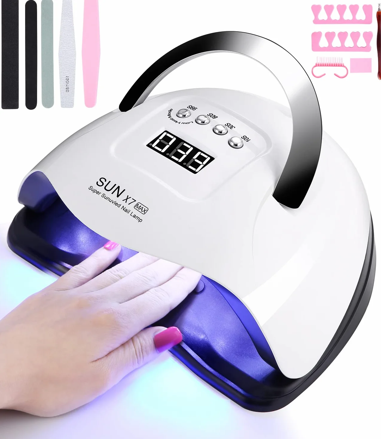 220W Lampada Unghie UV LED, lampada uv unghie Automatico Sensore, Automatico Sensore Manicure, 4 Timer Preimpostati10/30/60/99s, LCD Display Lampada per unghie, Salone delle unghie domestico fai da te