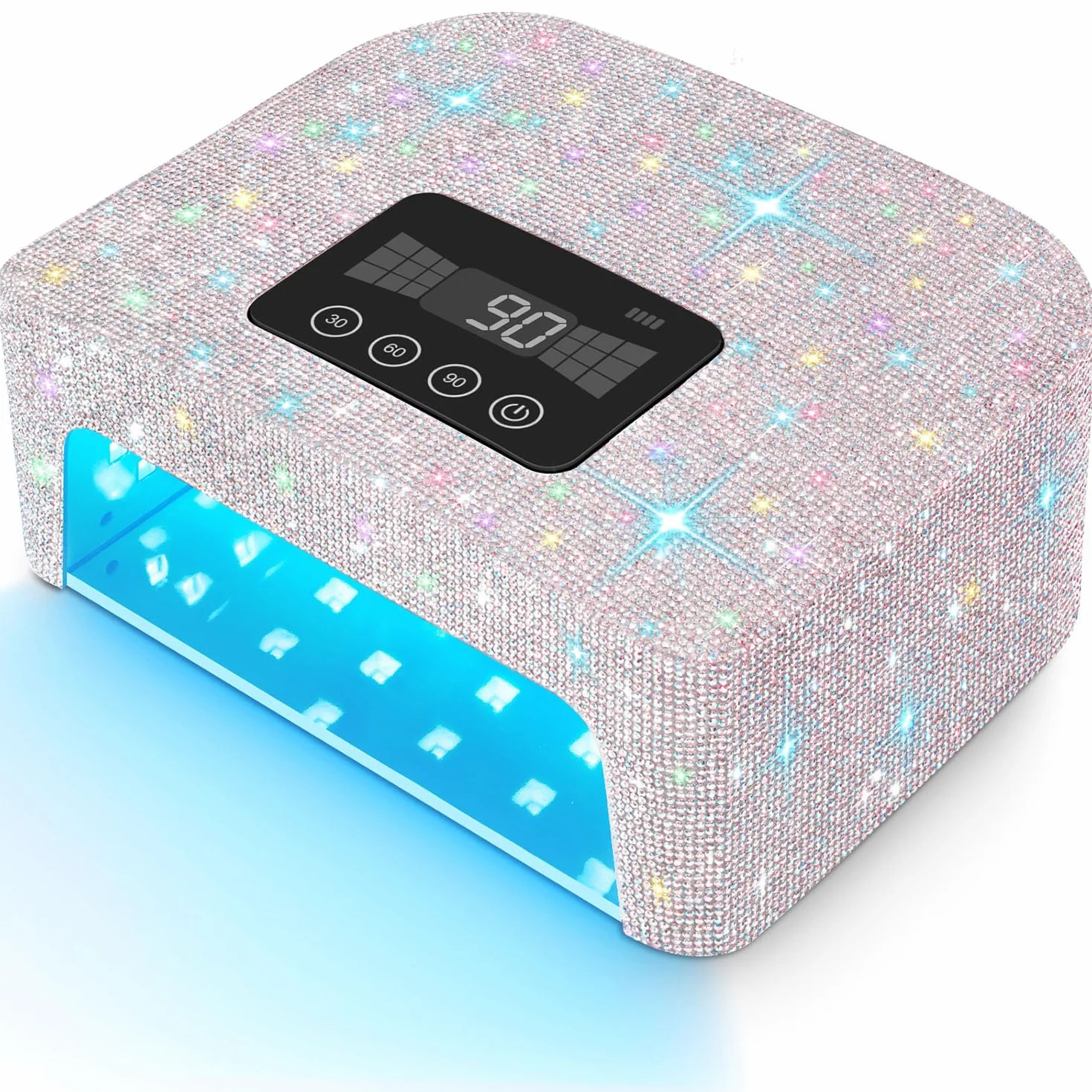 Lampada UV Ricaricabile Senza Fili per Unghie in Gel LED 4 Modalità Timer Strass Diamond per Unghie