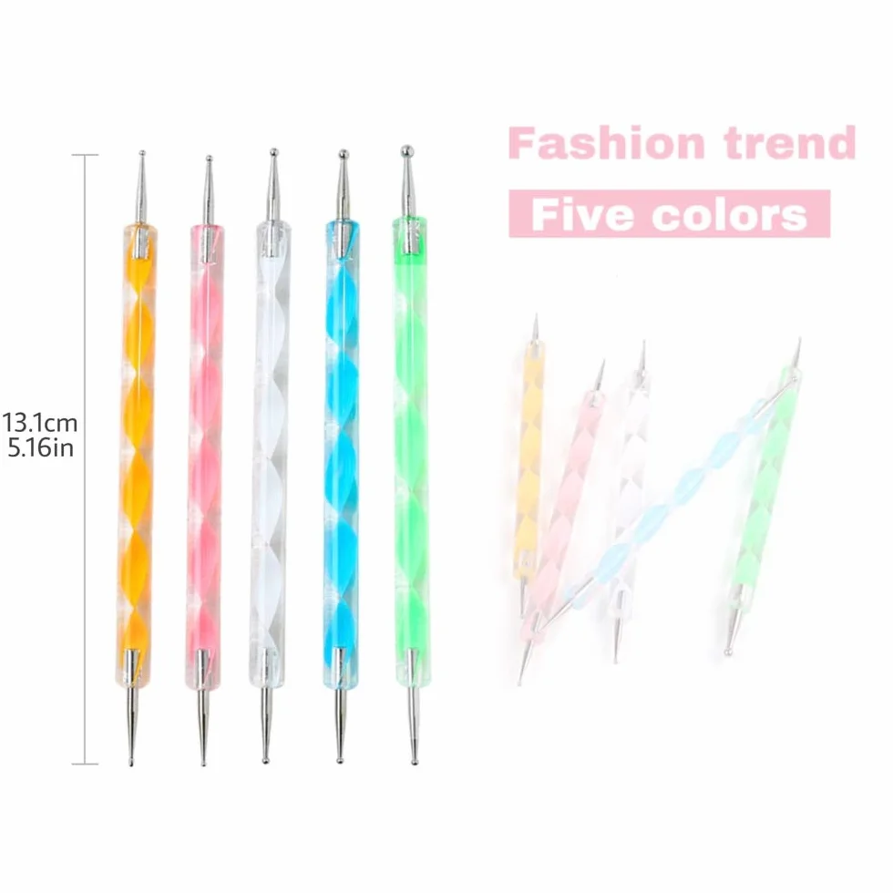 Penne Dotter per Nail Art， Penne per Manicure Attrezzo per Nail Art Nail Art Design Pittura Nail punteggia Detailing Pen，Effetto Marmoreo (5PCS)