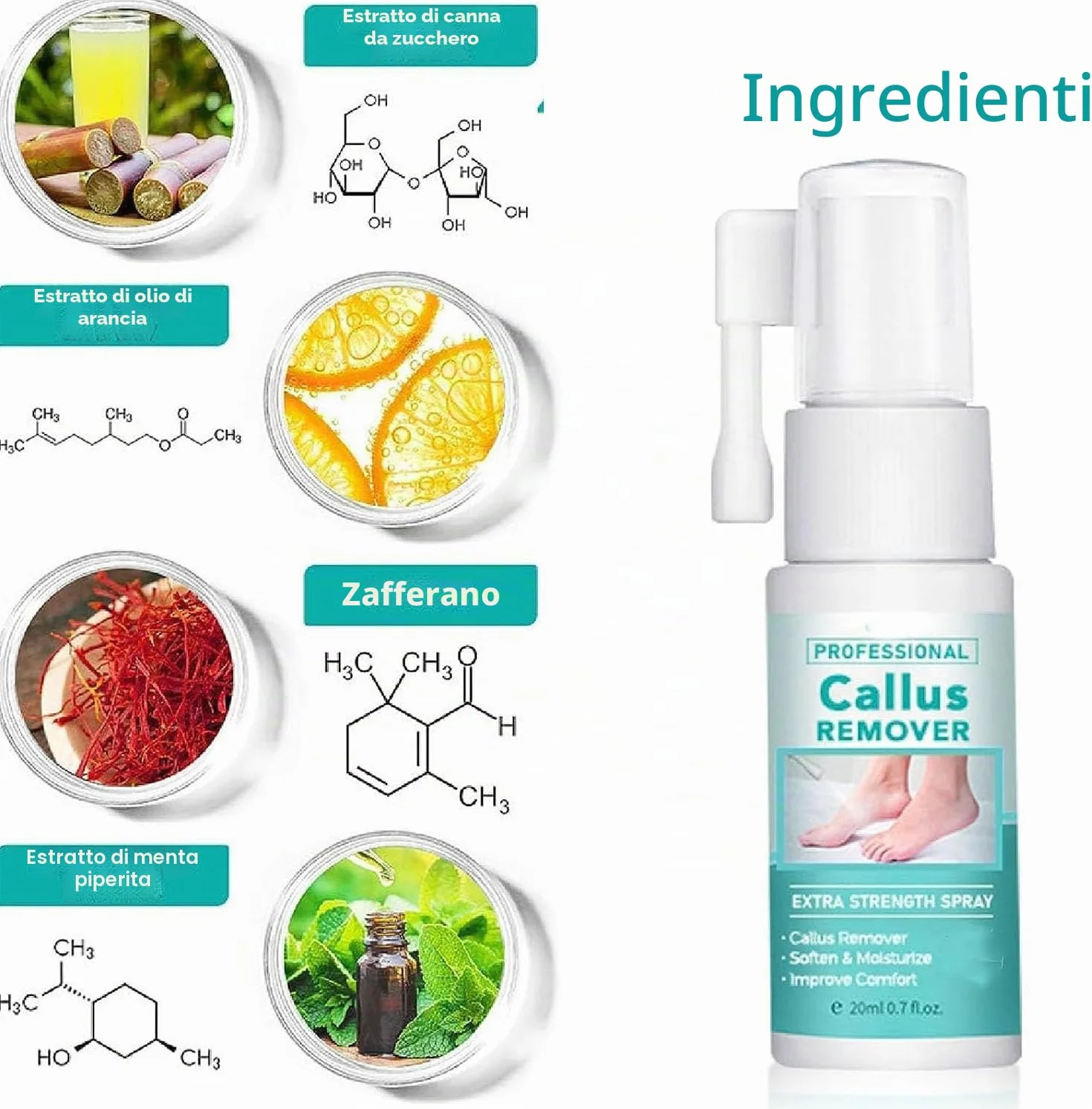 Spray extra forte per rimuovere i calli: spray rimuovi calli per piedi e tallone, olio spray per pelle morta