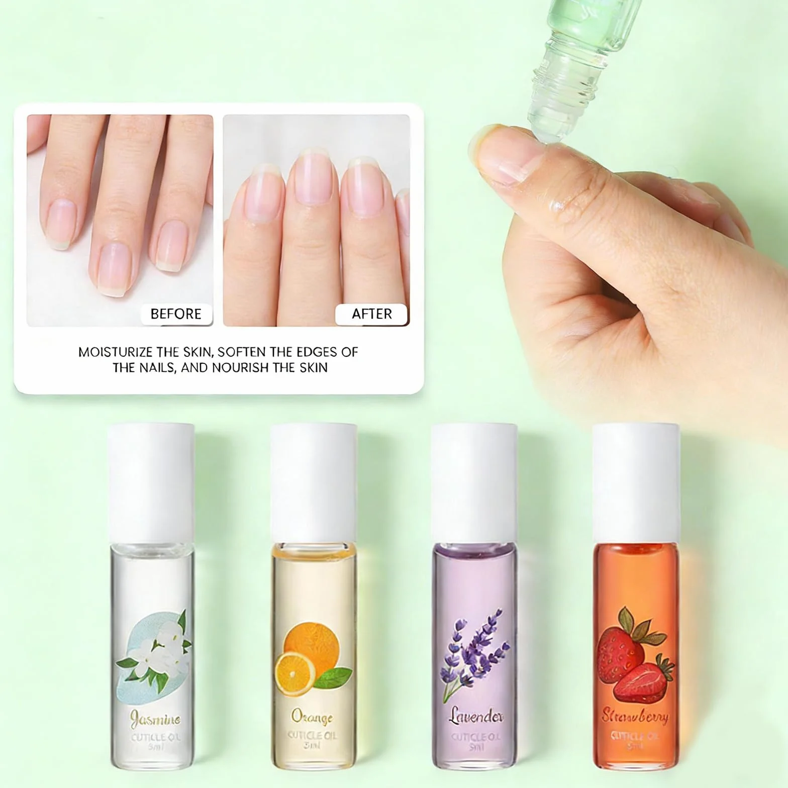 Nail Oil Per Unghie E Cuticole, 4pc Cuticole-per Olio-unghie Per La Cura E Il Rinforzo Delle Roll On Treatment Per-unghie Danneggiate Olio-per-cuticole Delle Mani E Dei Piedi