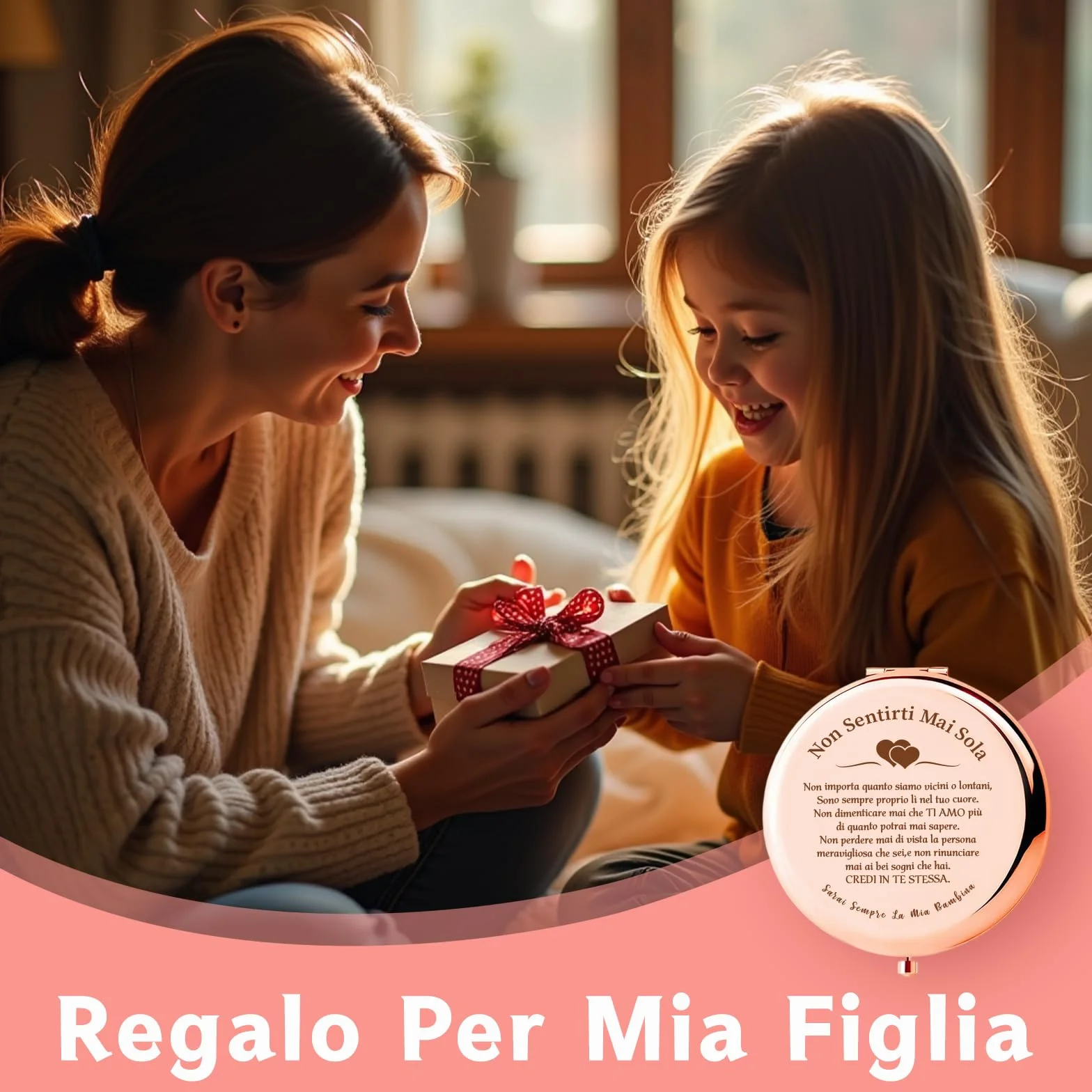 VivaJoy Regalo Figlia Specchio Tascabile Elegante 18 Anni Compleanno Laurea