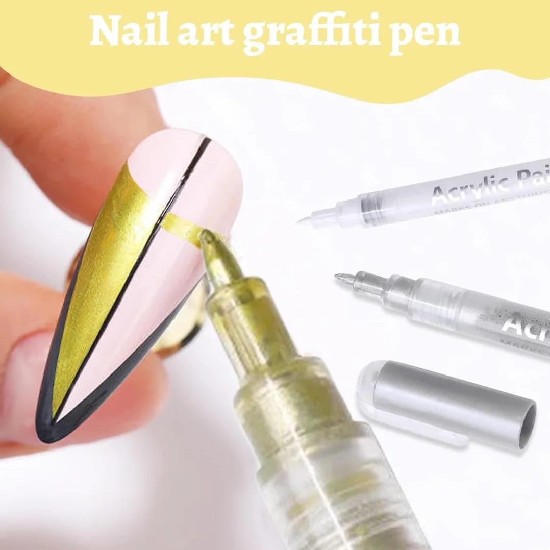 JEYORZY 3 Pcs Pennino 3D,Penne per French Unghie 3D,Penna Manicure,per Nail Art Fai da Te,Nail Art per Donne e Ragazze,Smalto Unghie,Linea Nail Art,Graffiti