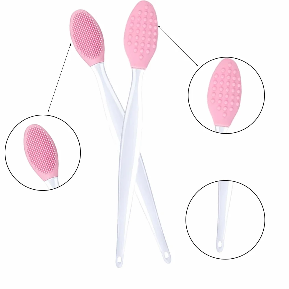 Pennello Esfoliante per Labbra in Silicone, 2 Pcs Pennelli per Labbra in Silicone, Spazzole per Labbra Morbido a Doppia Faccia, Spazzola Esfoliante per Labbra