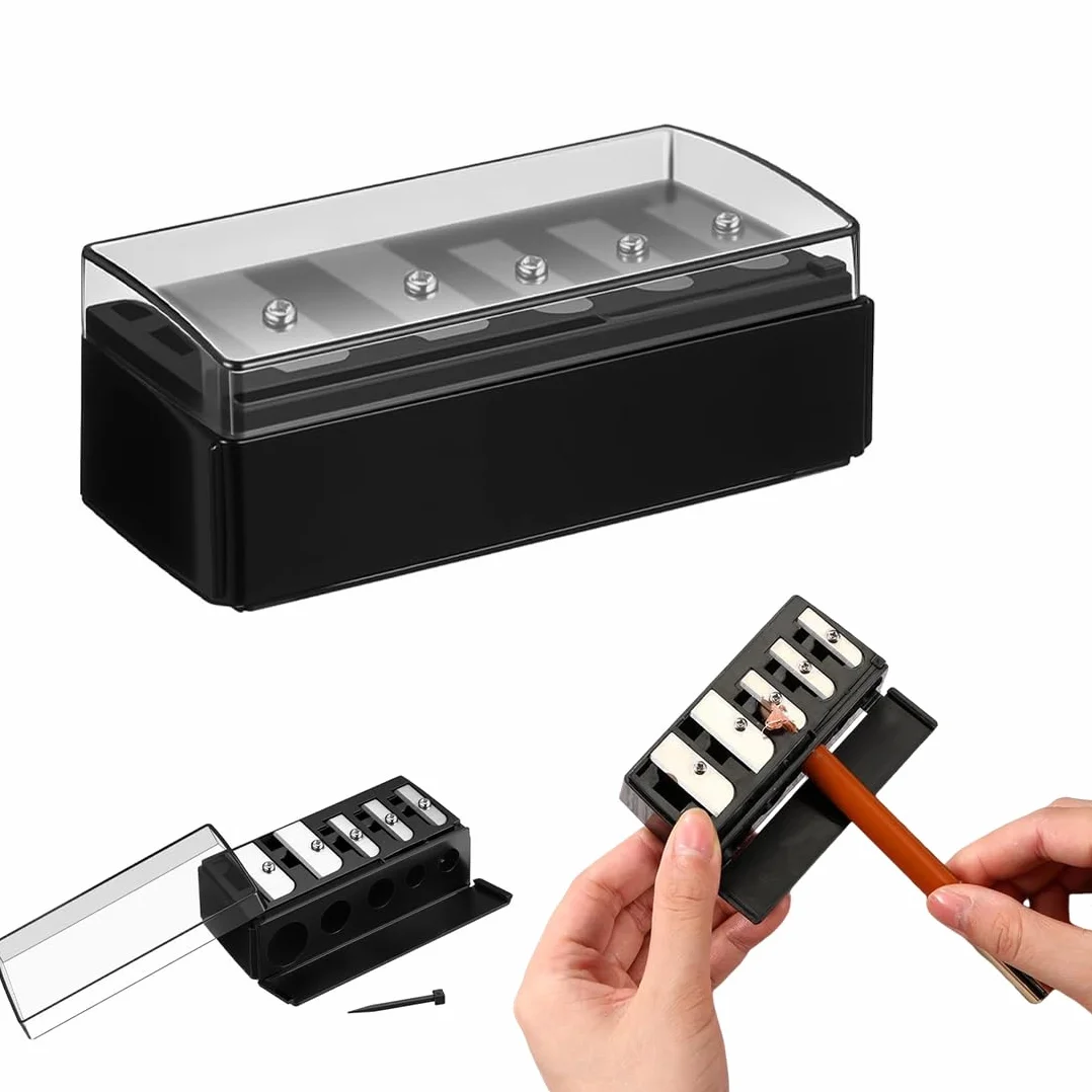1 Pezzi Temperino Matita Occhi, Temperino Per Matite Trucco, Temperino A 5 Fori, Lip Liner E Matite Per Sopracciglia Di Varie Dimensioni, Facile Da Pulire E Adatto Ai Viaggi (Nero,A)