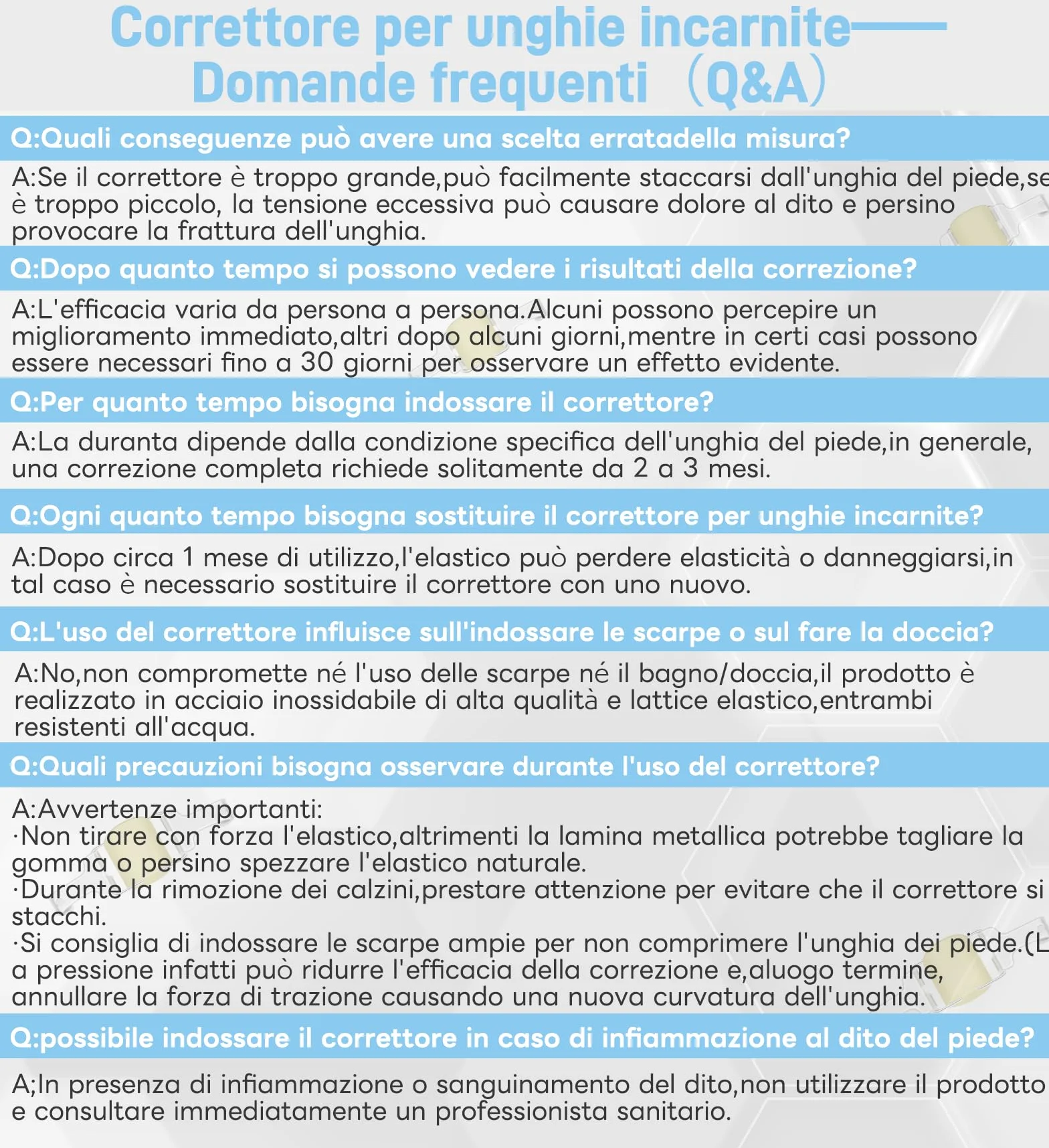 InhwRior Correttore unghie incarnite 19mm-21mm impermeabile doccia