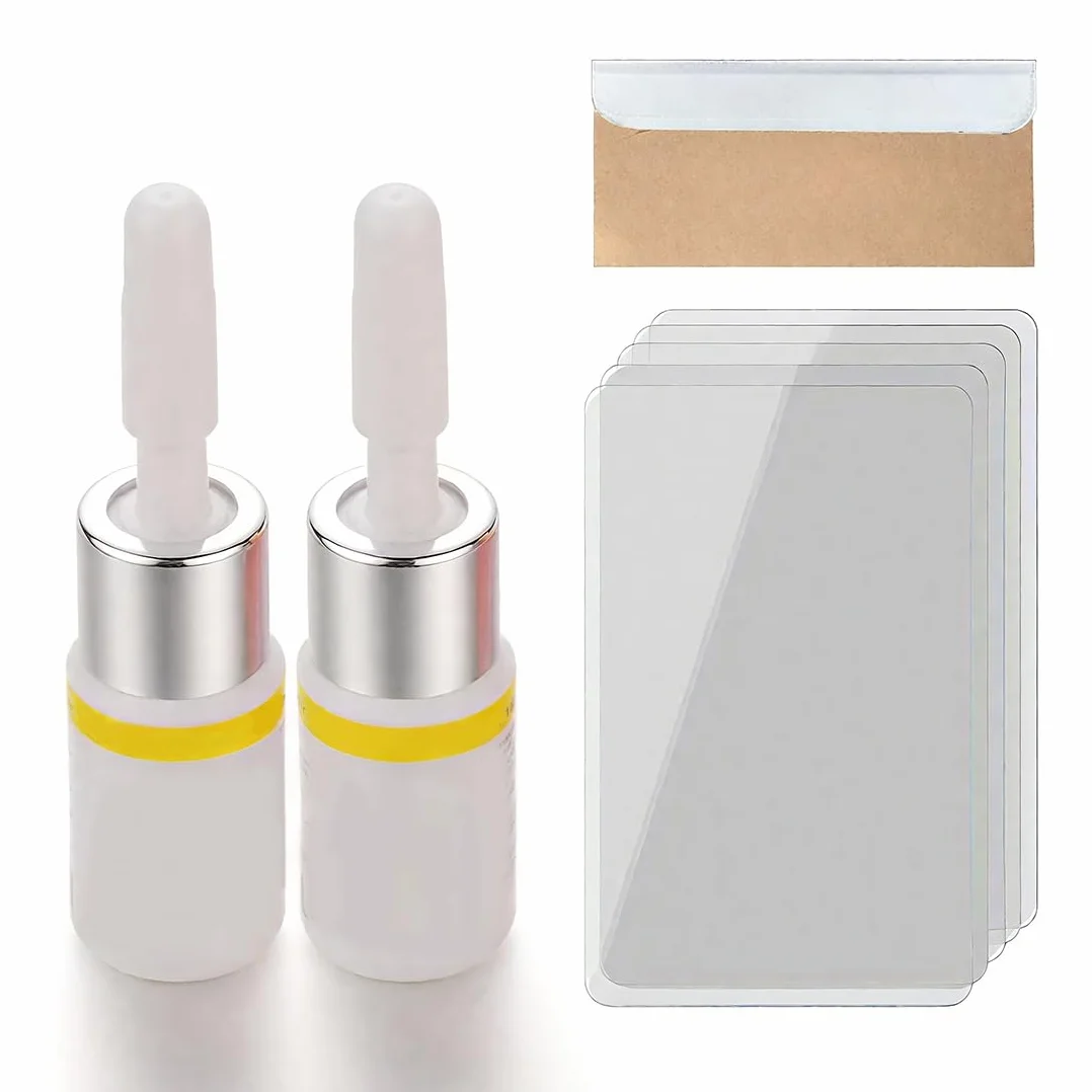 Kit riparazione parabrezza auto 2 pezzi per graffi buchi crepe